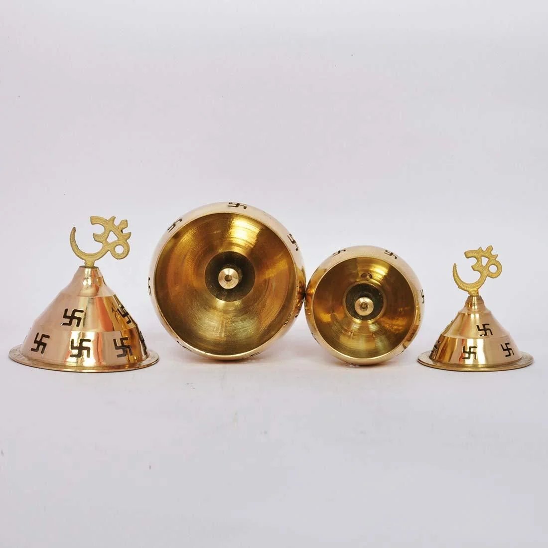 Aadhyatmik Om and Swastik Brass Diya - Image 3