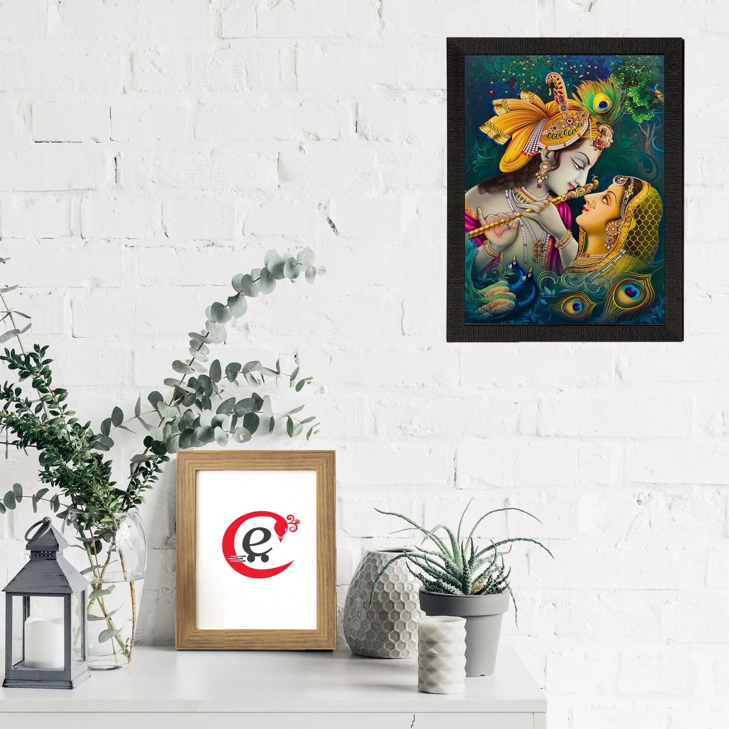 Aadhyatmik Radha Krishna Matt Textured UV Art Painting - Image 2