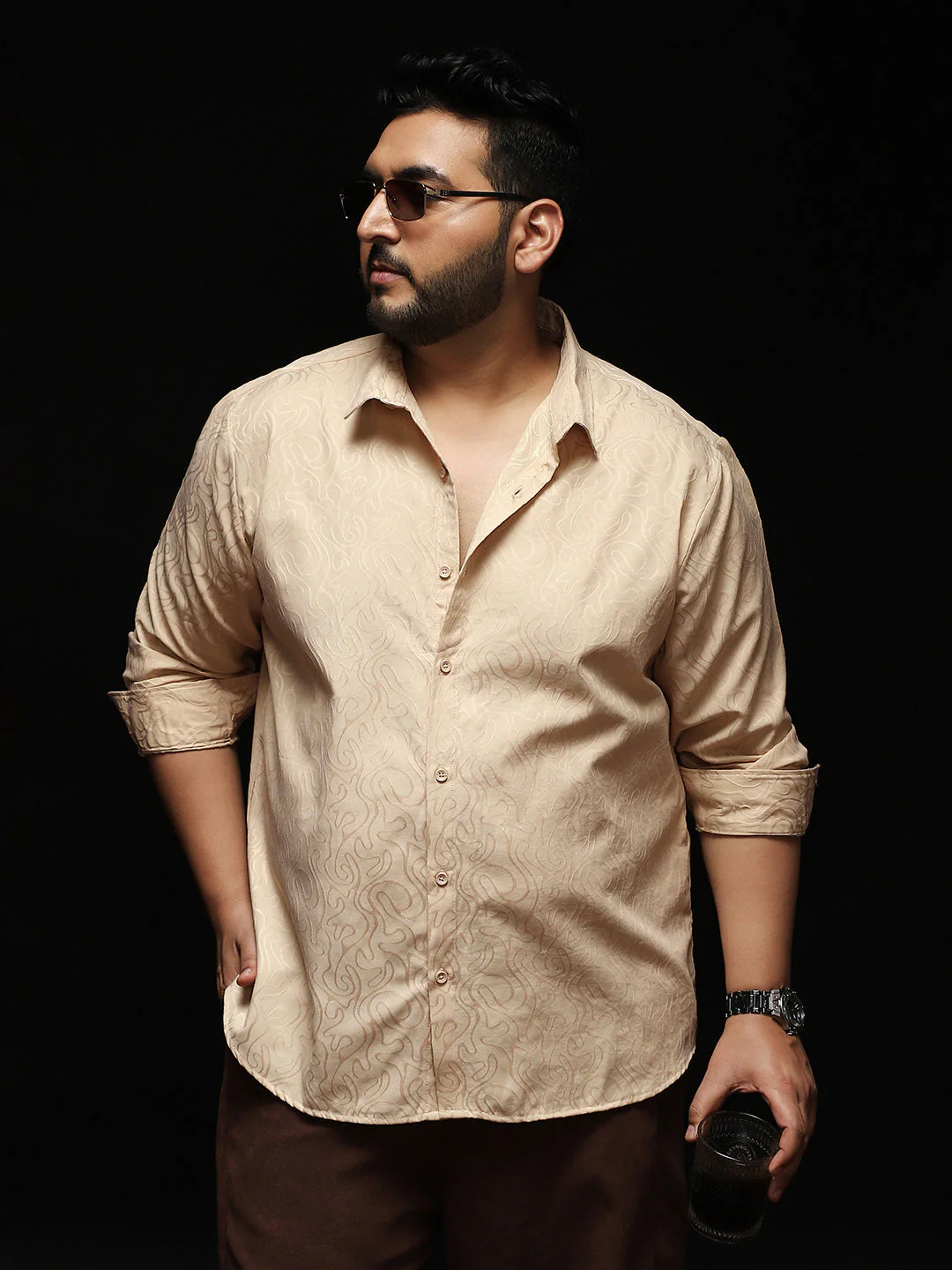 Abstract-Lined Jacquard Shirt - Image 16