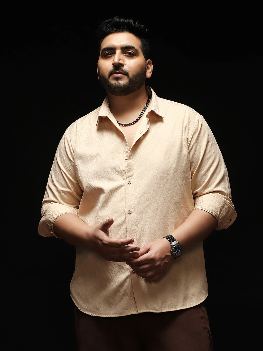 Abstract-Lined Jacquard Shirt - Image 2