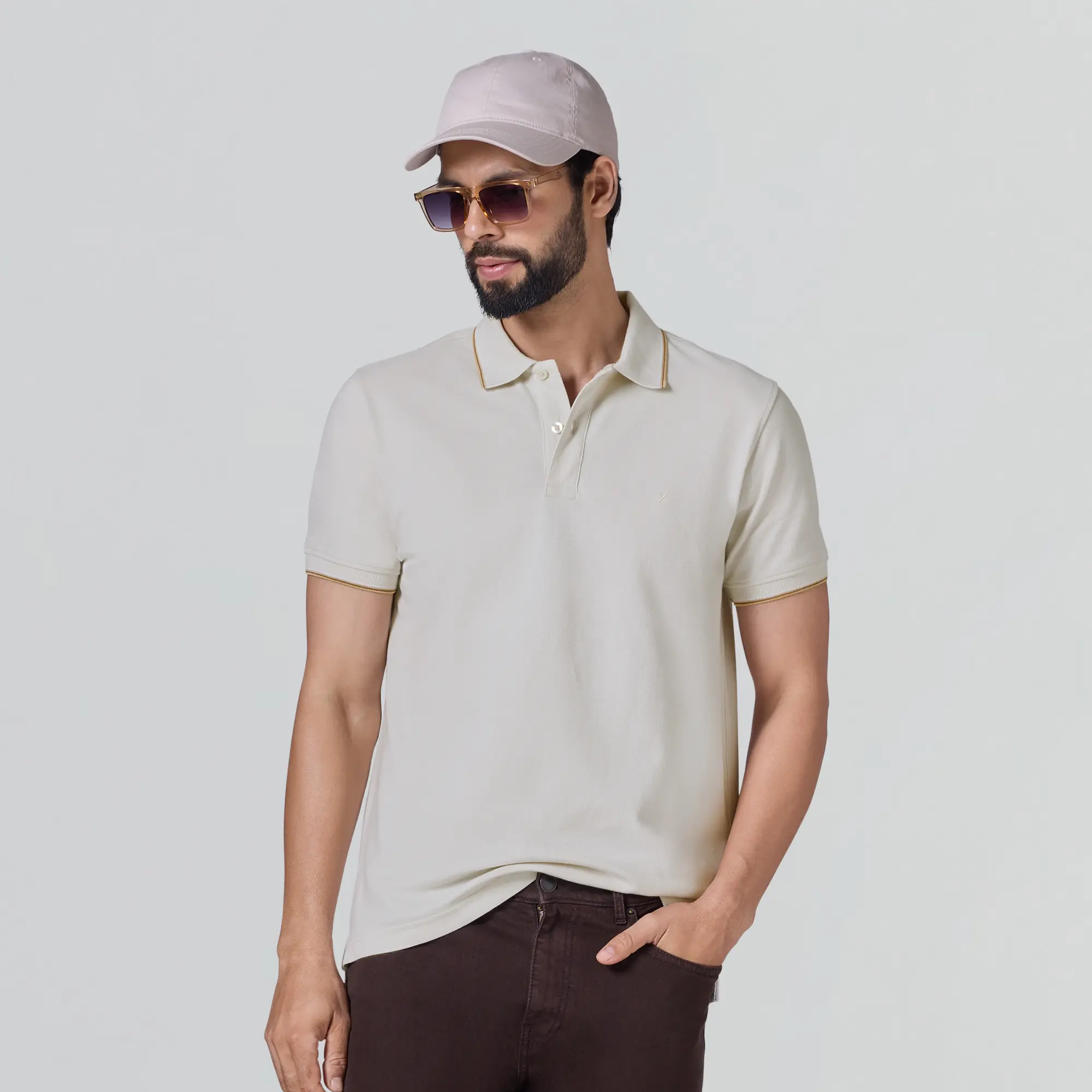 Accent Cotton Polo T-shirt - Pearl White