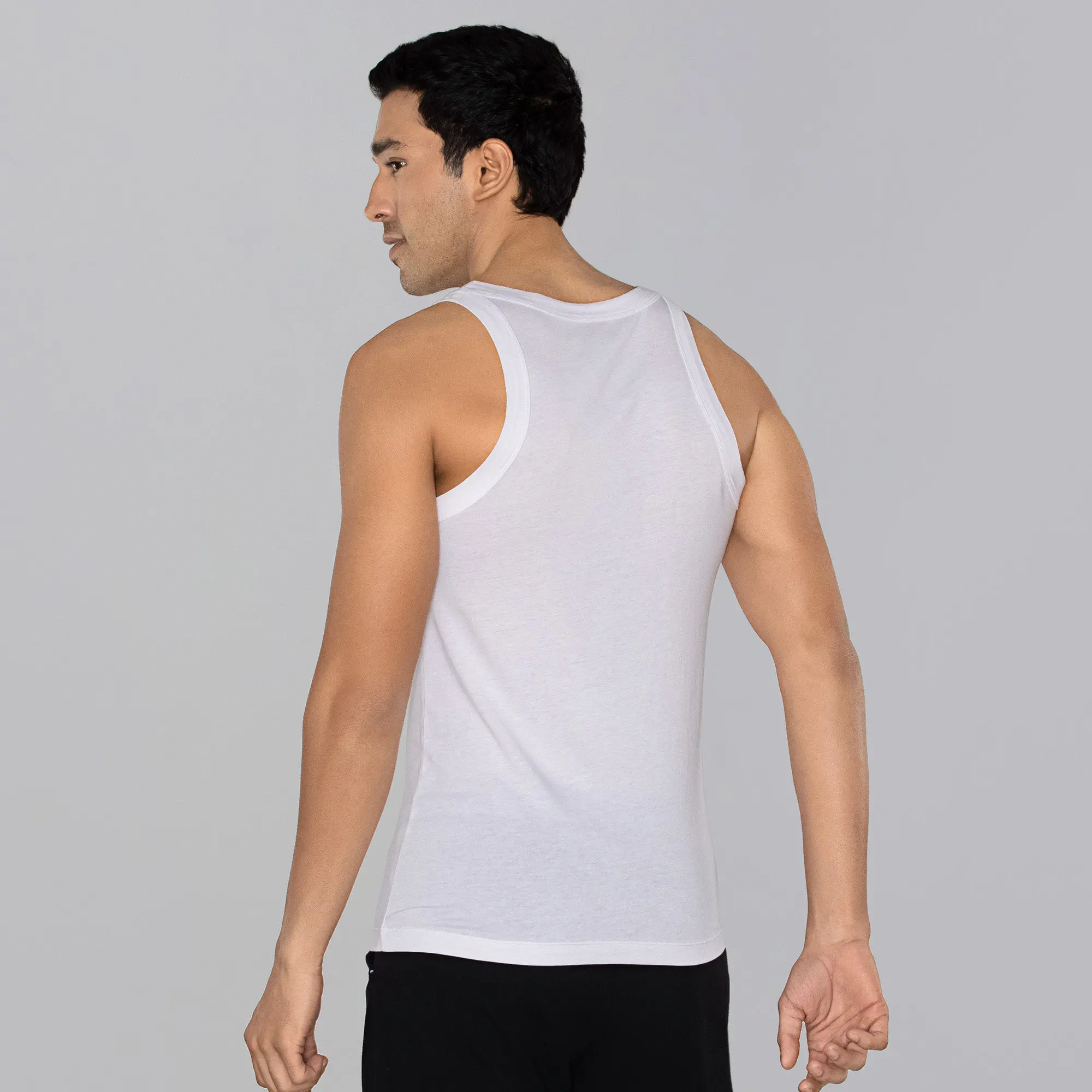 Ace Modal-Cotton Square Neck Vests Polar White Gym Fit - Image 4