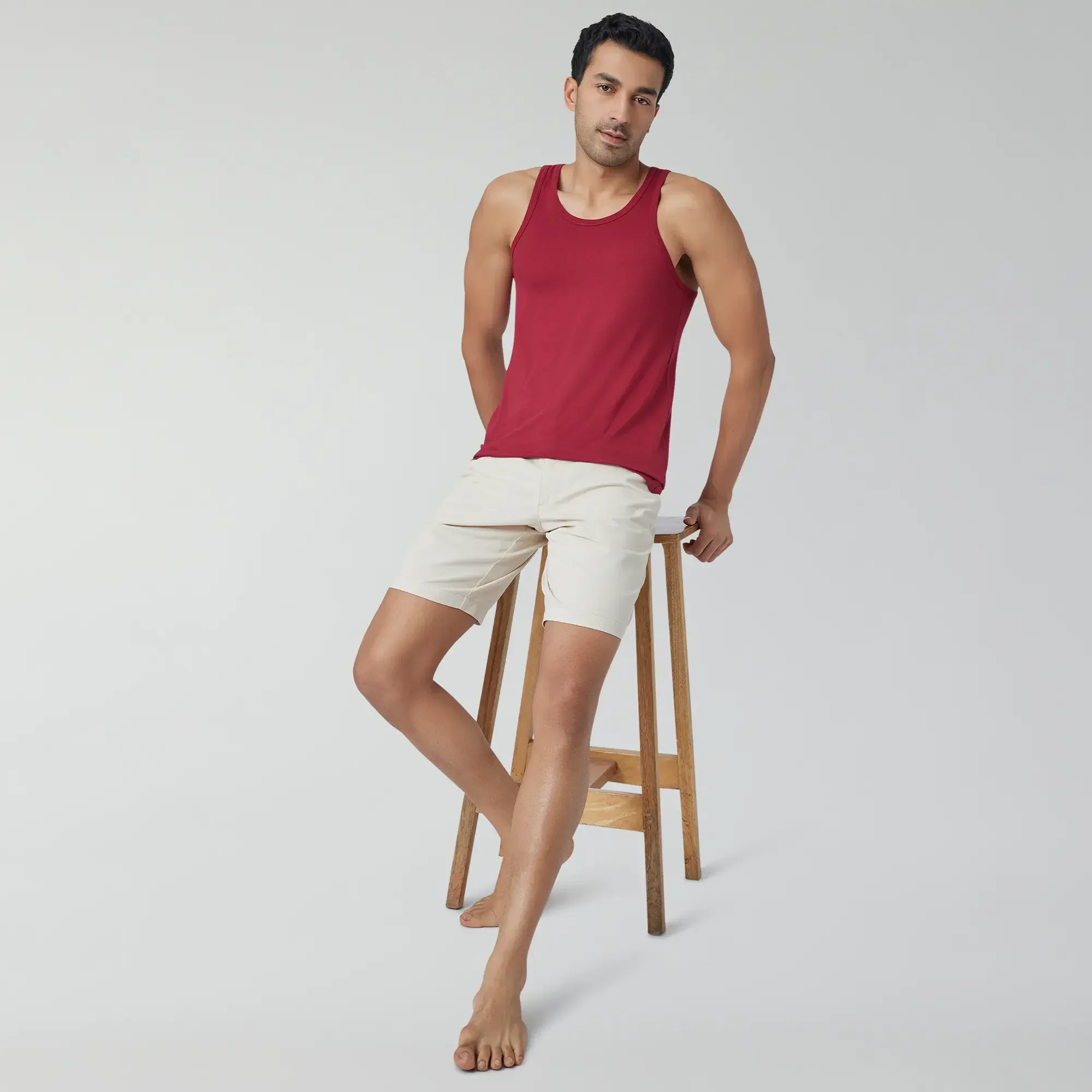 Ace Modal-Cotton Vest Bold Burgundy - Image 4