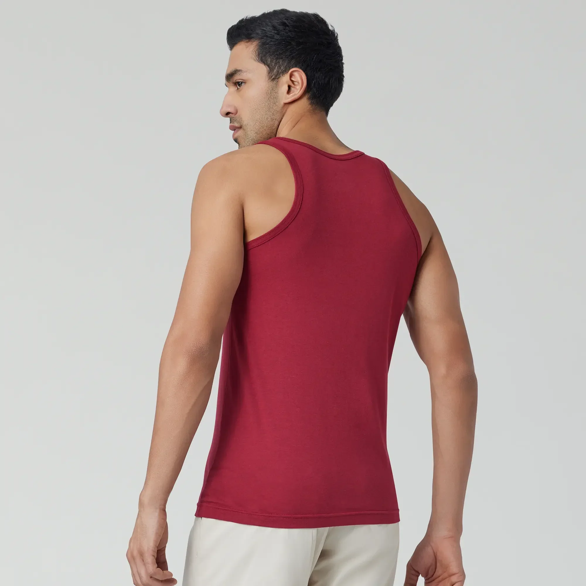 Ace Modal-Cotton Vest Bold Burgundy - Image 6