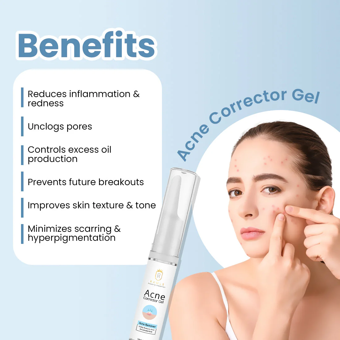Acne Corrector Face Gel - Acne Minimizing Gel for Oily & Sensitive Skin - 10 ml - Image 4