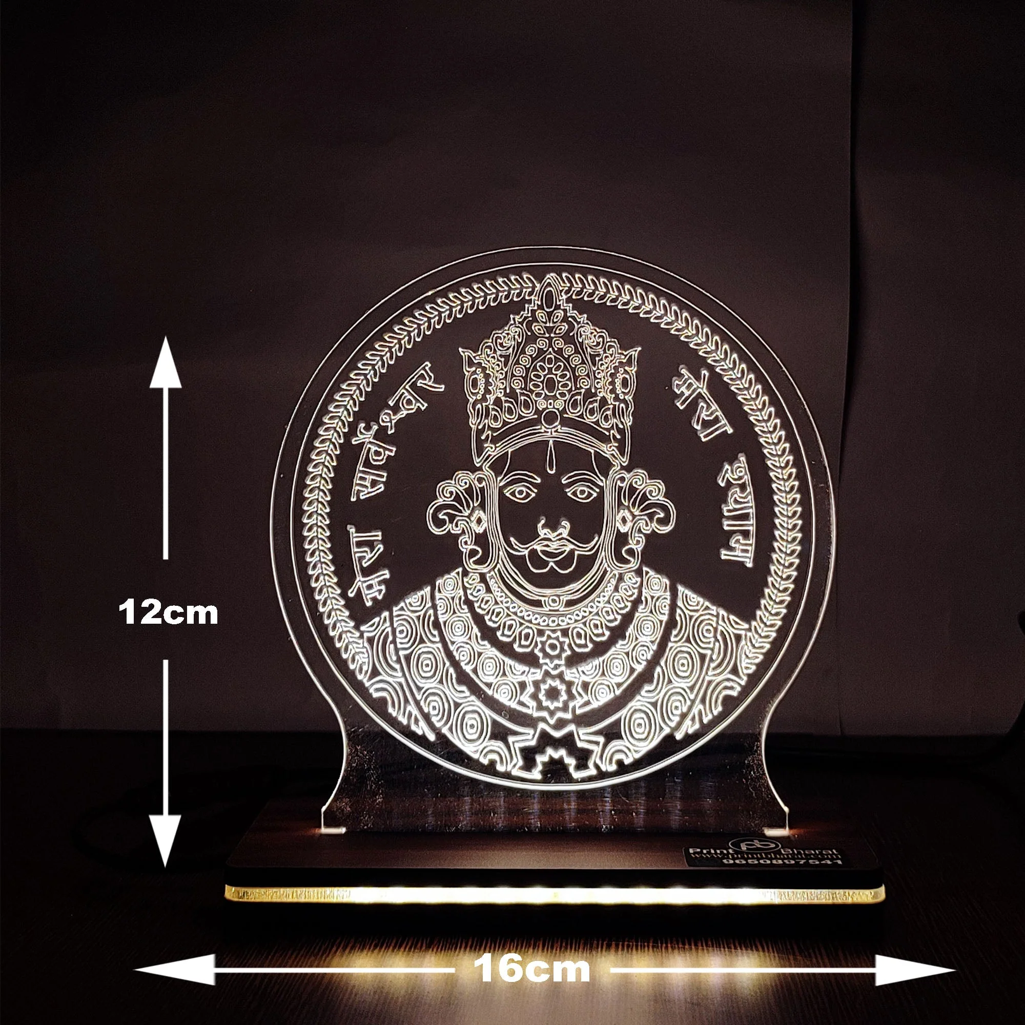 Acrylic Khatu Shyam ji (Shyam ji Face 2)Led frame size ( 12 cm* 16 Cm ) - Image 2