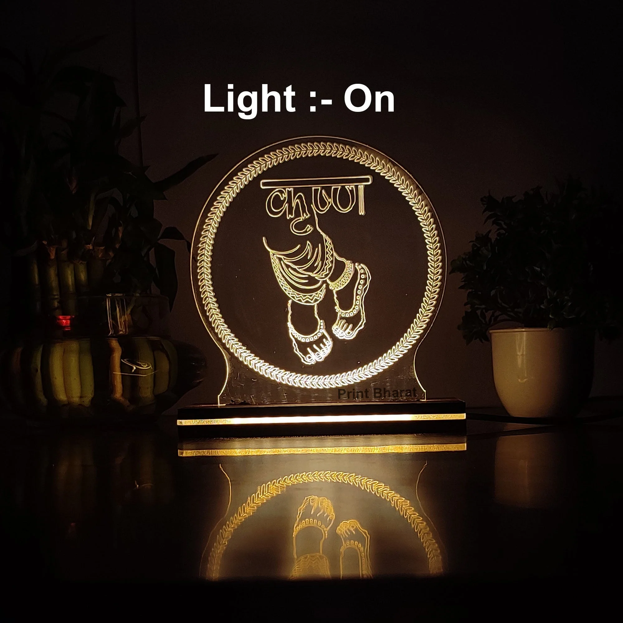 Acrylic Krishna (foot) Led frame size ( 16 cm* 12 Cm ) - Image 2