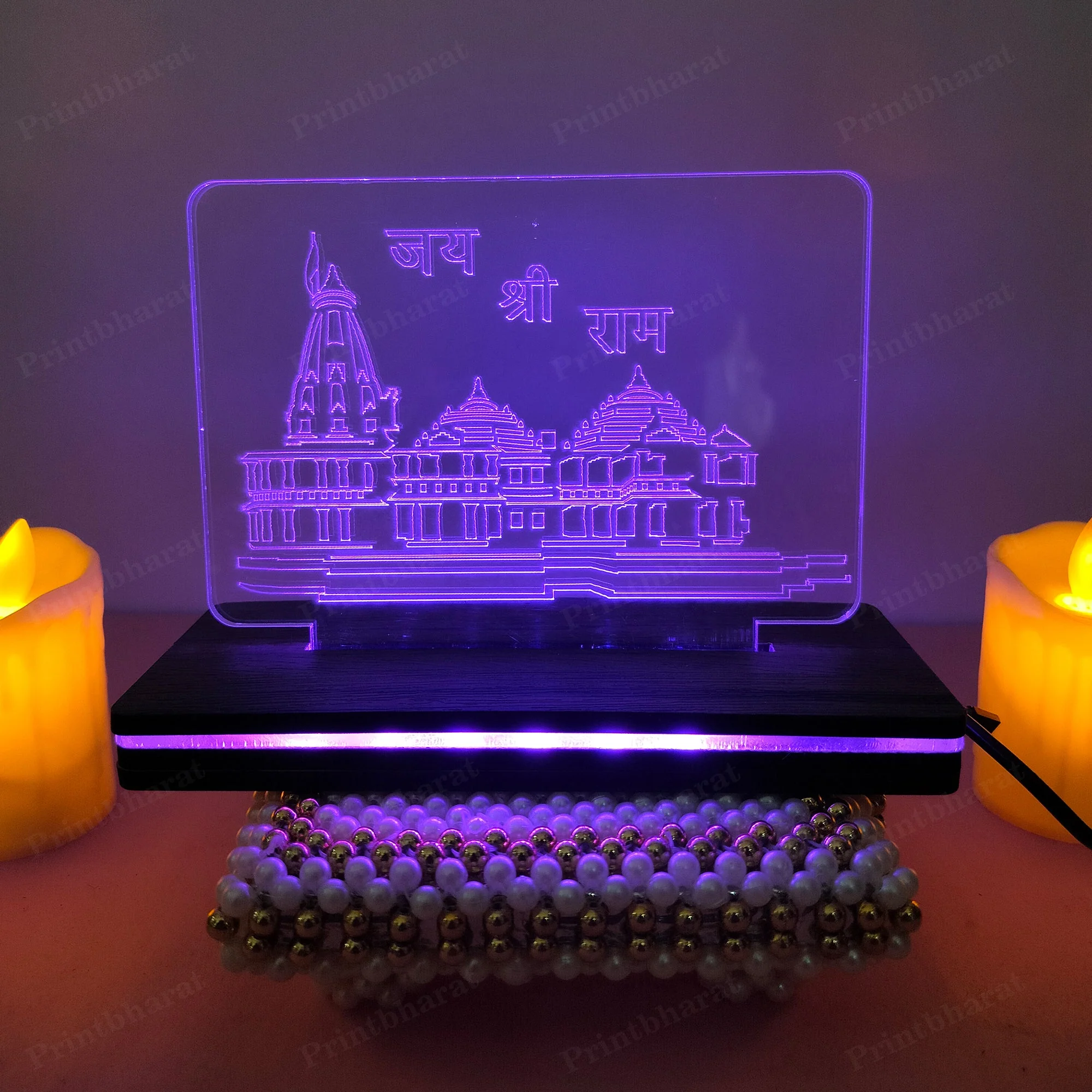Acrylic Ram Mandir MultiColor Led frame size ( 12 cm* 16 Cm ) - Image 3