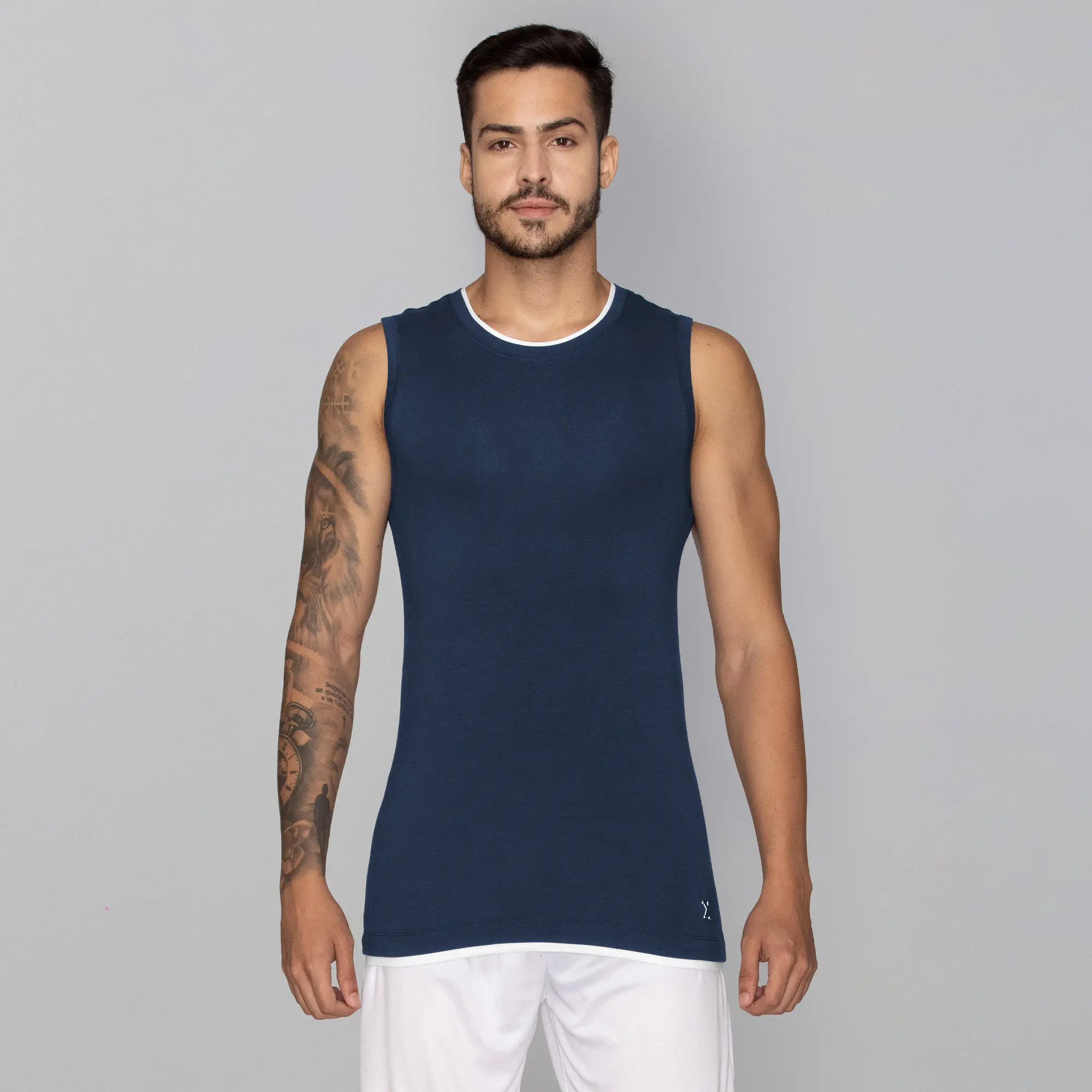 Activo Combed Cotton Gym Vest Estate Blue - Image 2