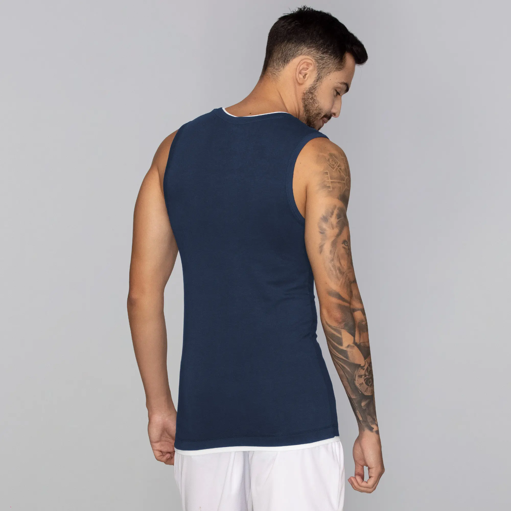 Activo Combed Cotton Gym Vest Estate Blue - Image 4