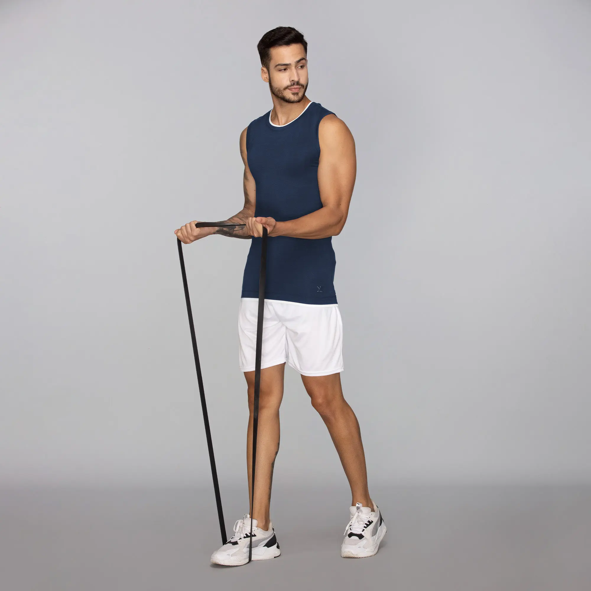 Activo Combed Cotton Gym Vest Estate Blue - Image 5