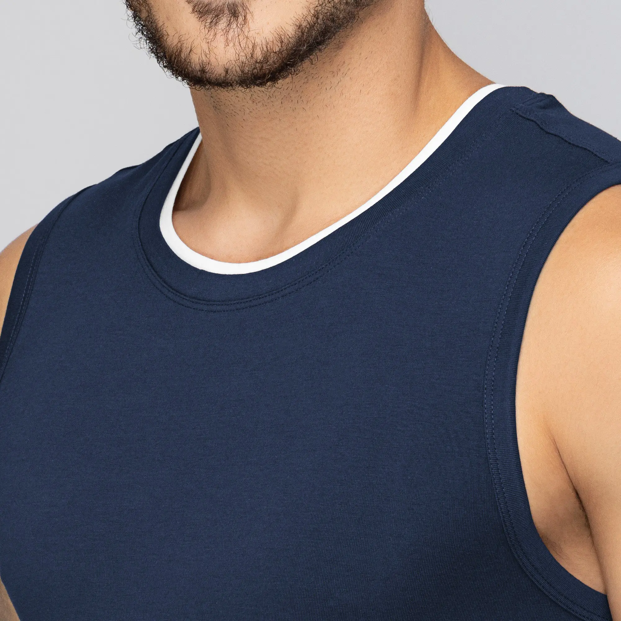 Activo Combed Cotton Gym Vest Estate Blue - Image 6
