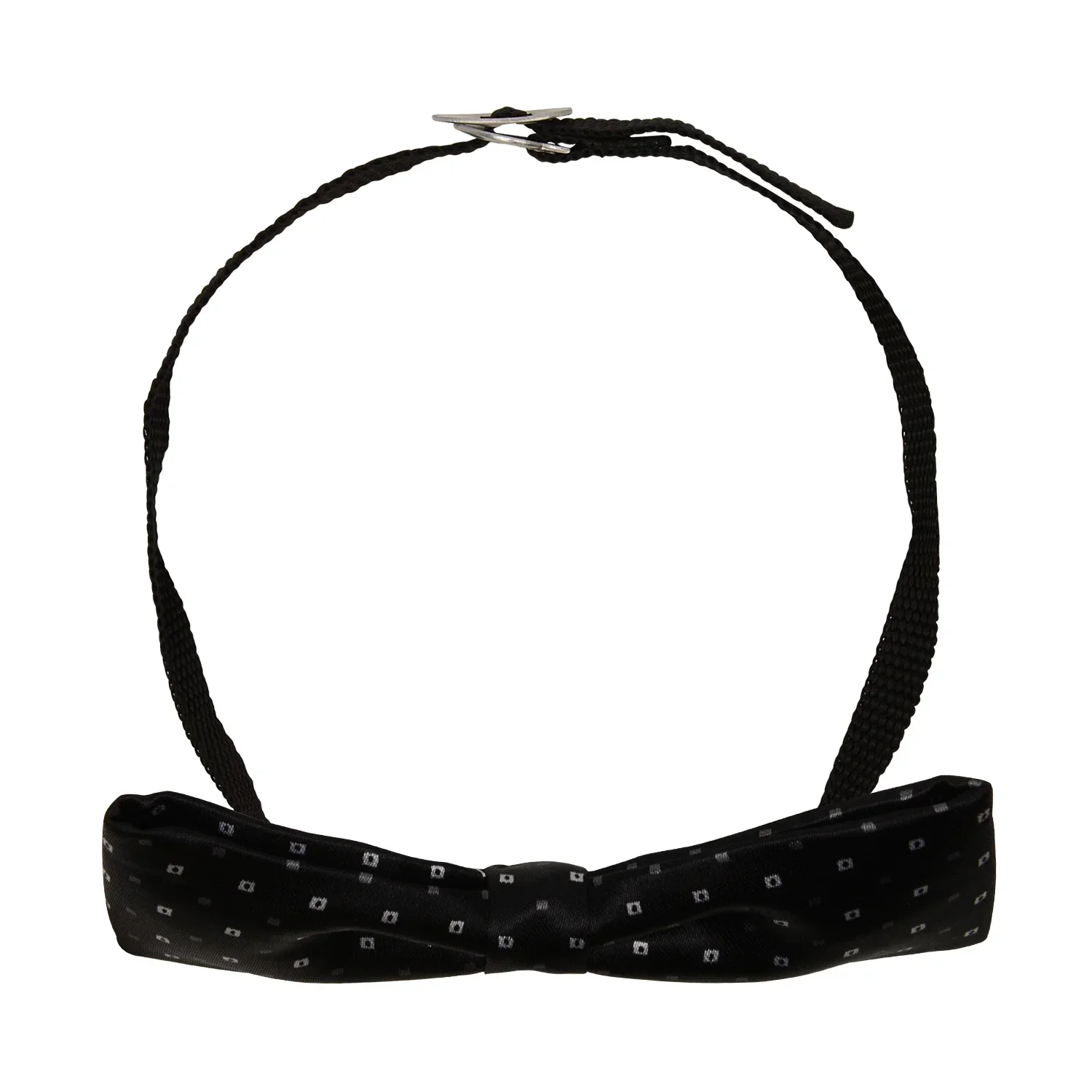 Adjustable Satin Bow Tie for Boys – Printed Black (Pre-Tied & Clip-On) - Image 4