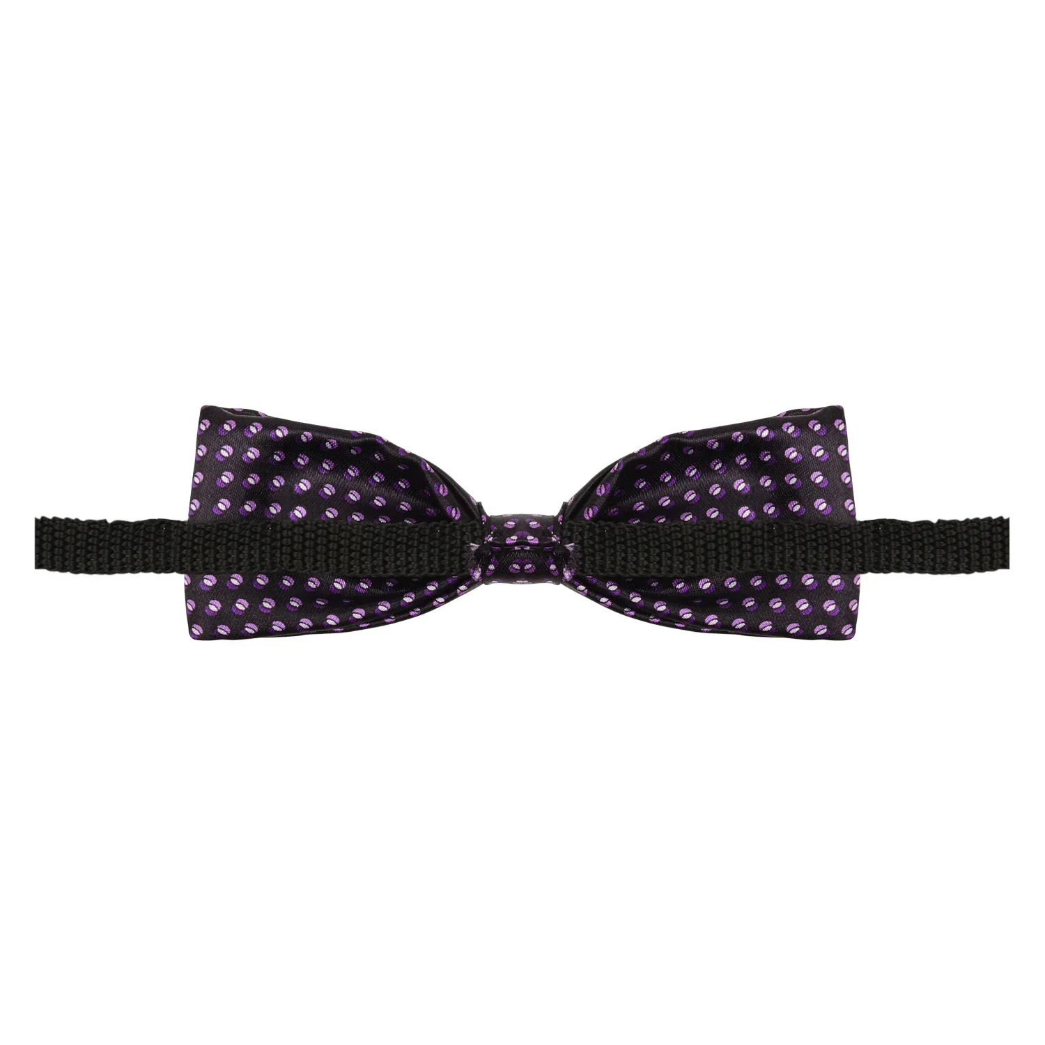 Adjustable Satin Bow Tie for Boys – Printed Purple (Pre-Tied & Clip-On) - Image 3