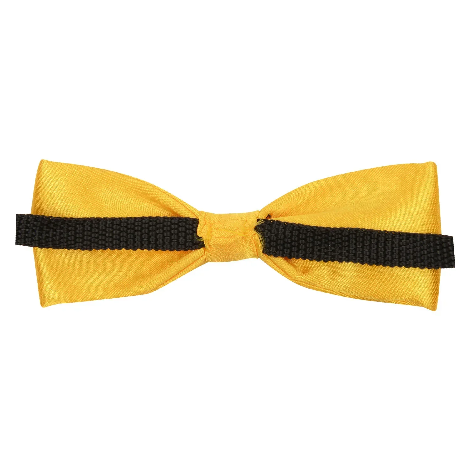 Adjustable Satin Bow Tie for Boys – Yellow (Pre-Tied & Clip-On) - Image 3