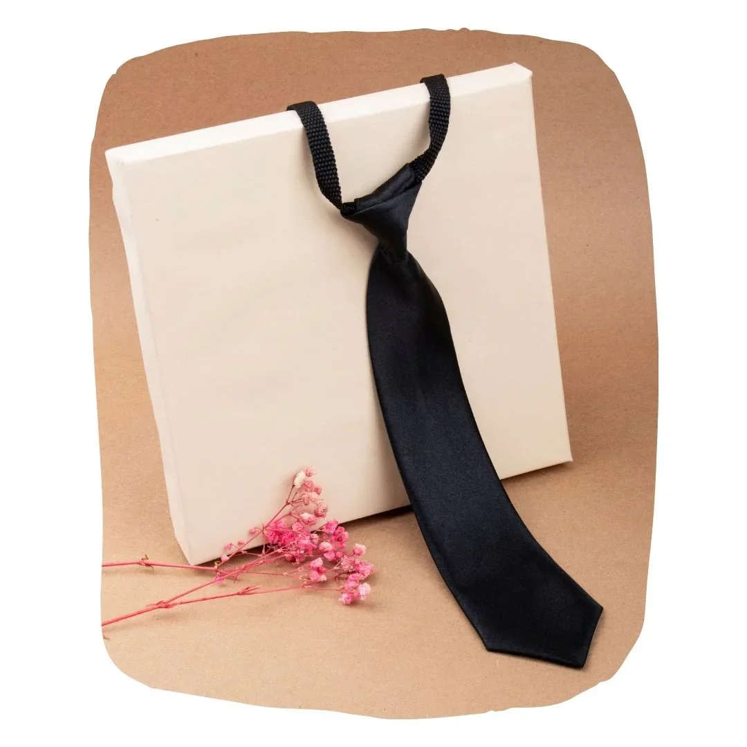 Adjustable Satin Neck Tie for Boys – Black (Pre-Tied & Clip-On) - Image 10