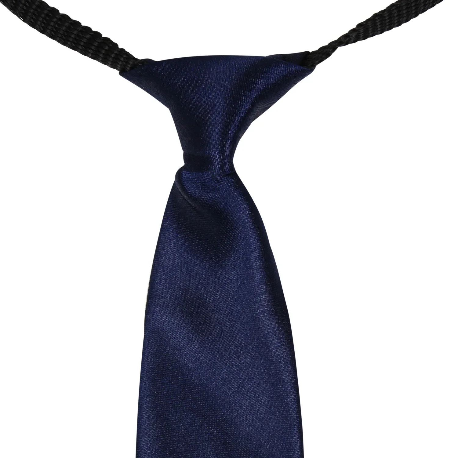 Adjustable Satin Neck Tie for Boys – Dark Blue (Pre-Tied & Clip-On) - Image 3