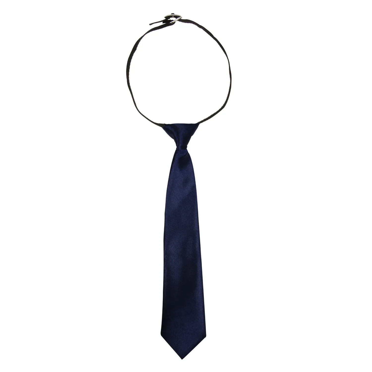 Adjustable Satin Neck Tie for Boys – Dark Blue (Pre-Tied & Clip-On) - Image 4