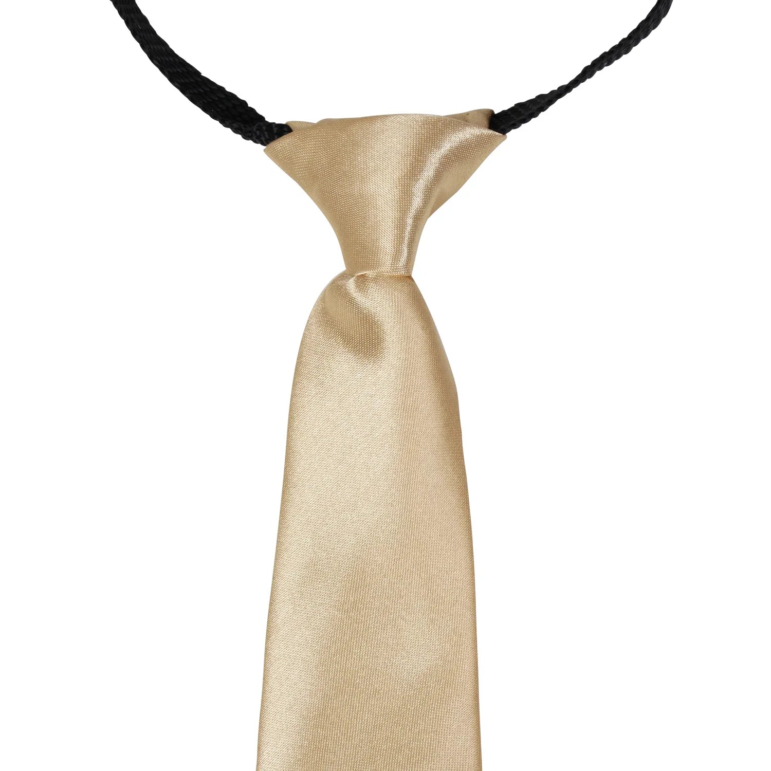 Adjustable Satin Neck Tie for Boys – Gold (Pre-Tied & Clip-On) - Image 3