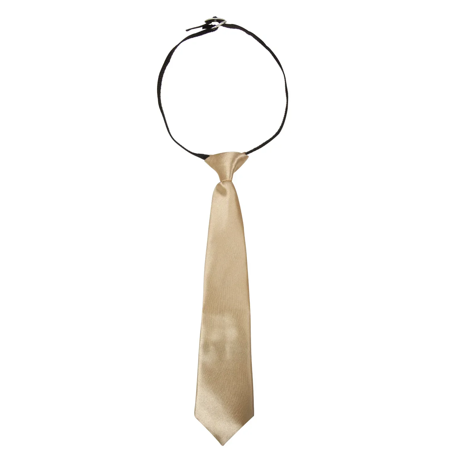 Adjustable Satin Neck Tie for Boys – Gold (Pre-Tied & Clip-On) - Image 4