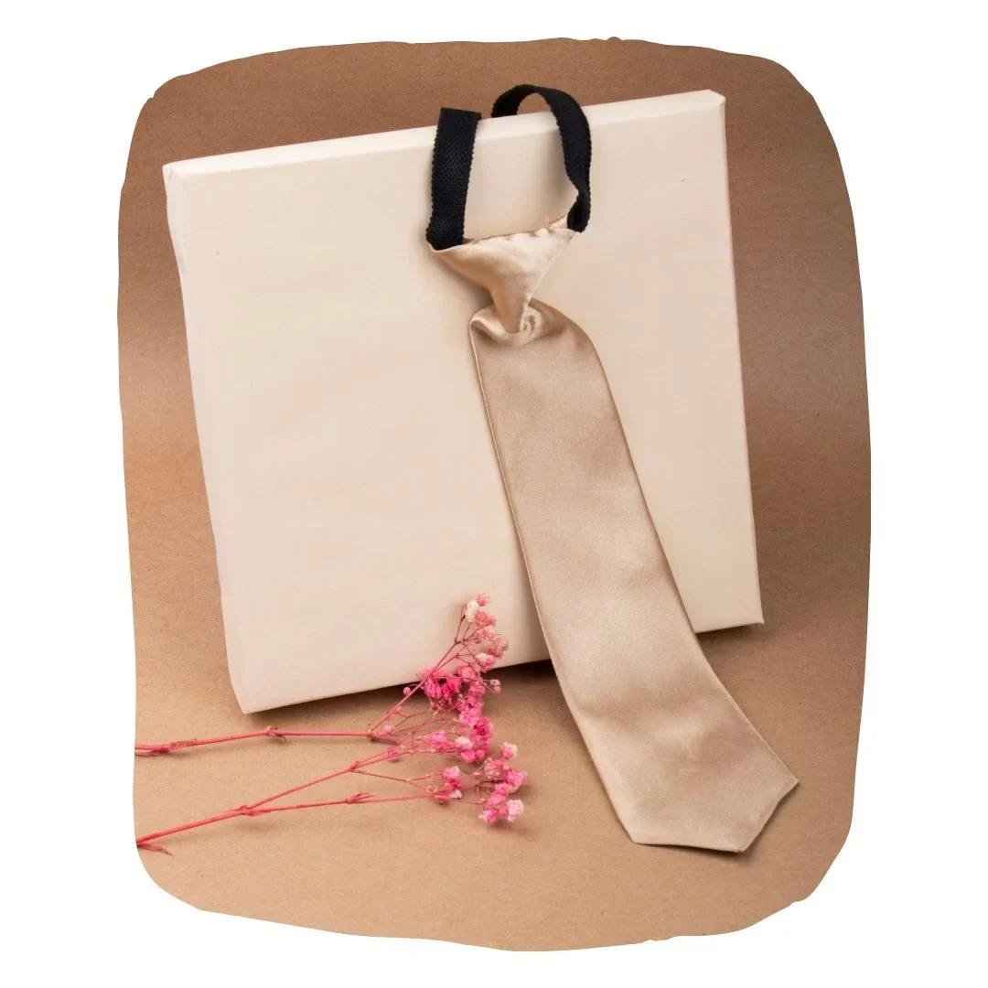 Adjustable Satin Neck Tie for Boys – Gold (Pre-Tied & Clip-On) - Image 5