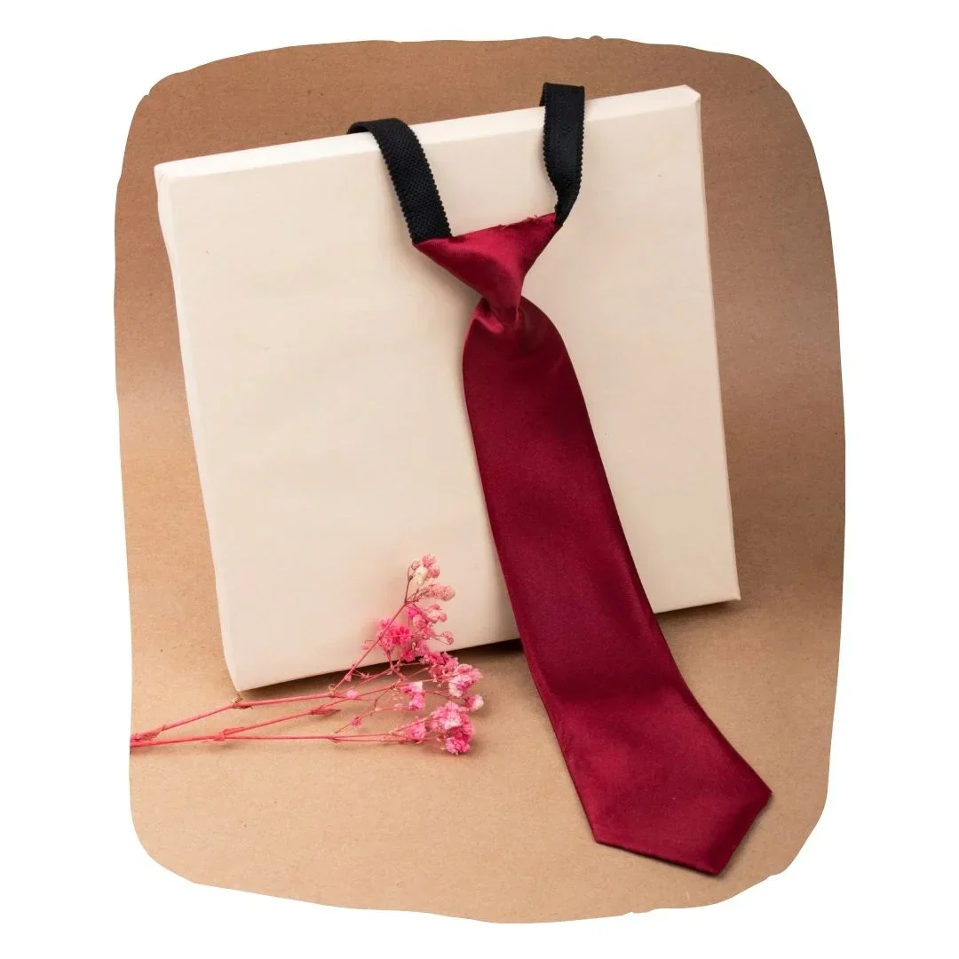 Adjustable Satin Neck Tie for Boys – Maroon (Pre-Tied & Clip-On) - Image 5