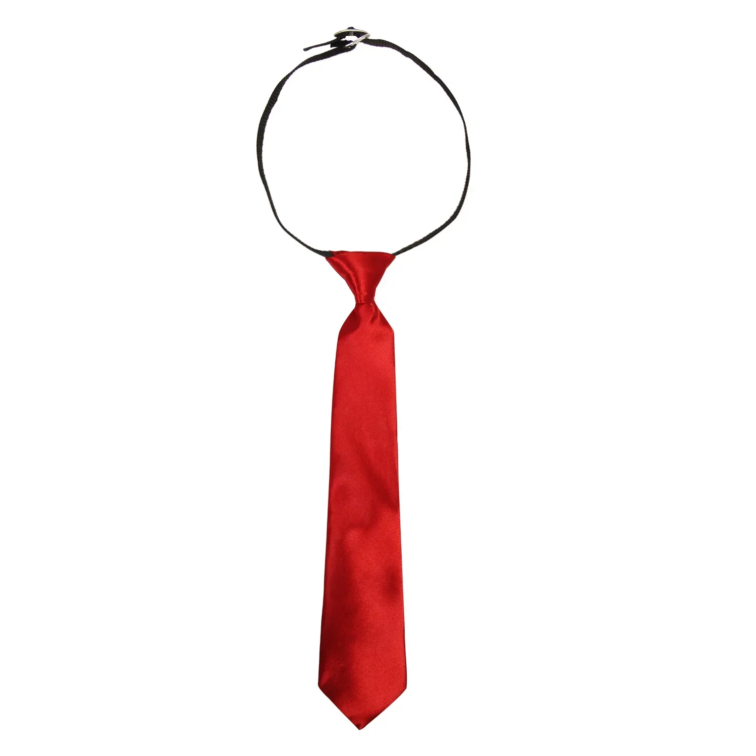 Adjustable Satin Neck Tie for Boys – Red (Pre-Tied & Clip-On) - Image 4