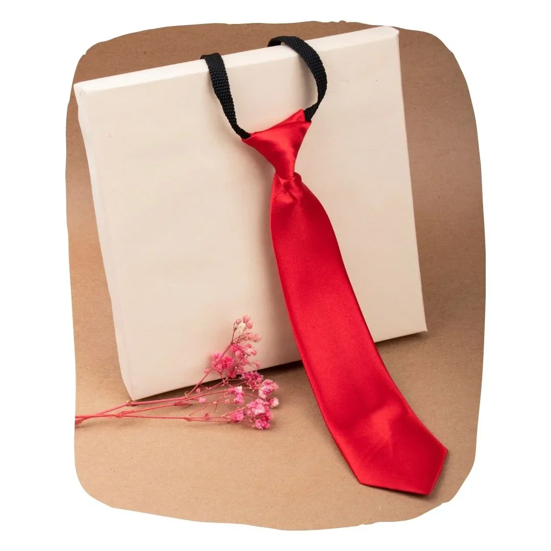 Adjustable Satin Neck Tie for Boys – Red (Pre-Tied & Clip-On) - Image 7