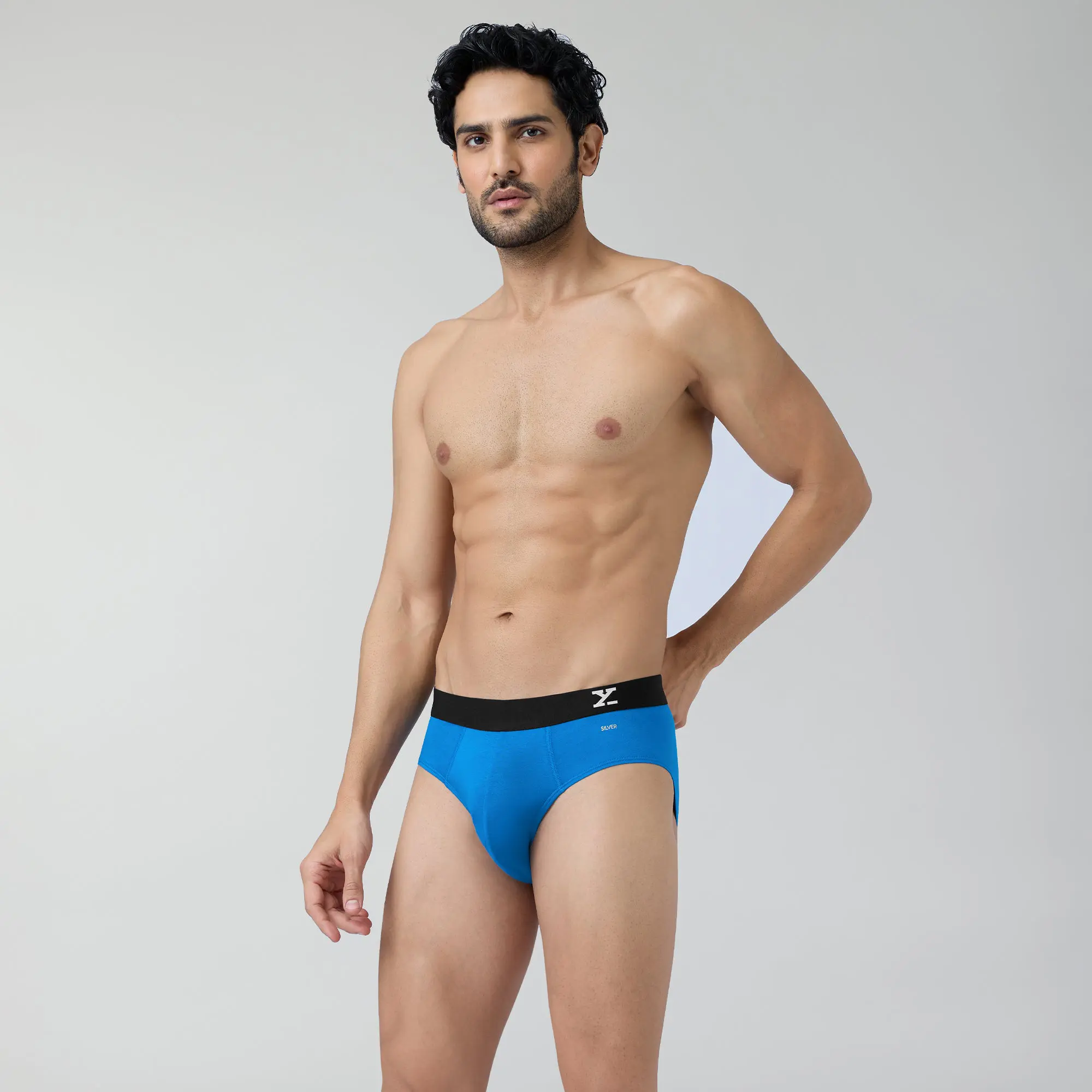 Aero Silver Cotton Briefs Pacific Blue - Image 3