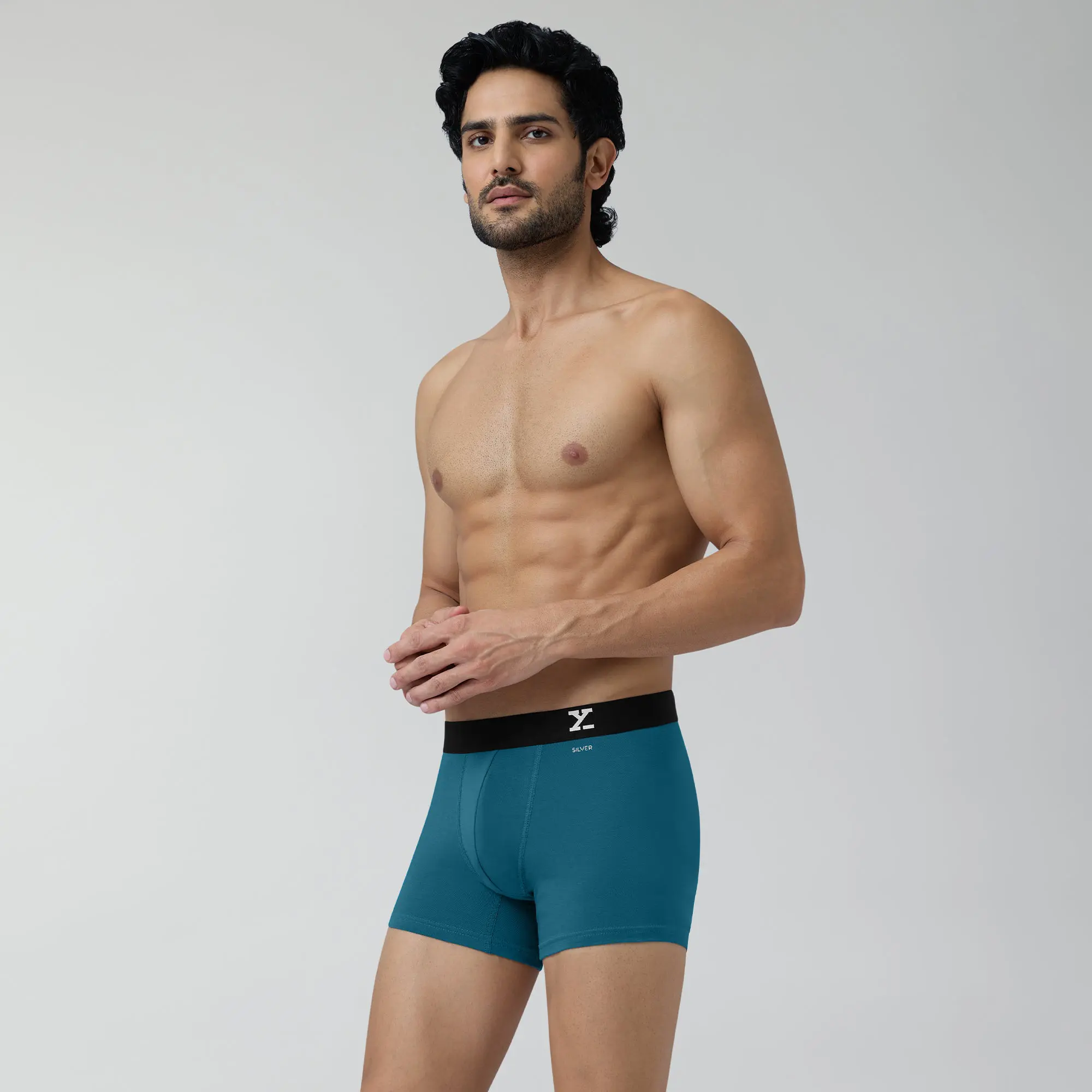 Aero Silver Cotton Trunks Green Emerald - Image 3
