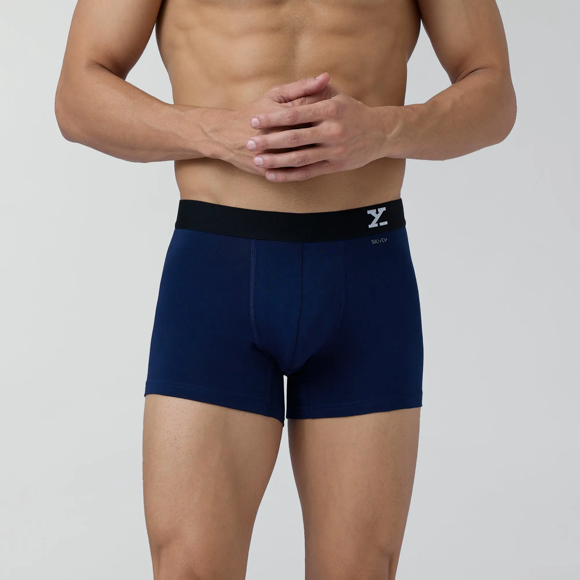 Aero Silver Cotton Trunks Midnight Blue - Image 2