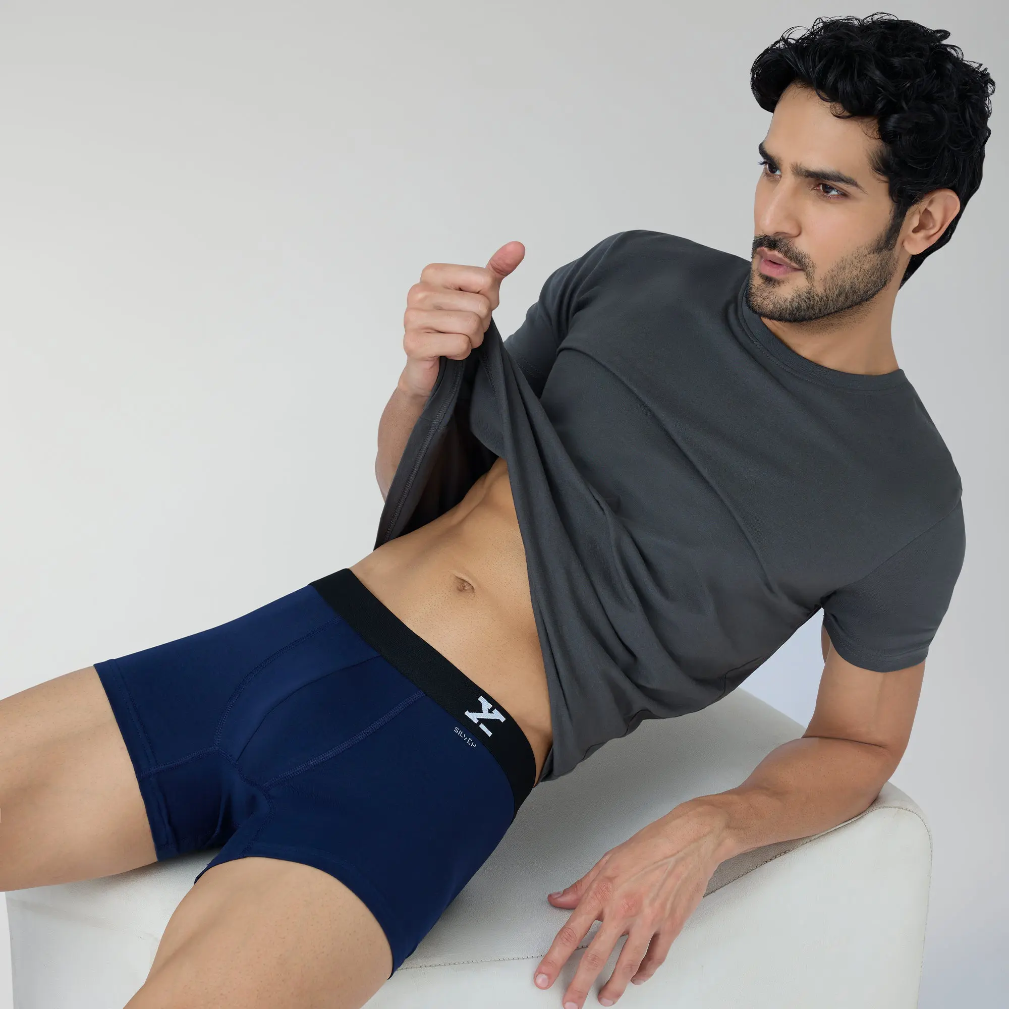 Aero Silver Cotton Trunks Midnight Blue - Image 4