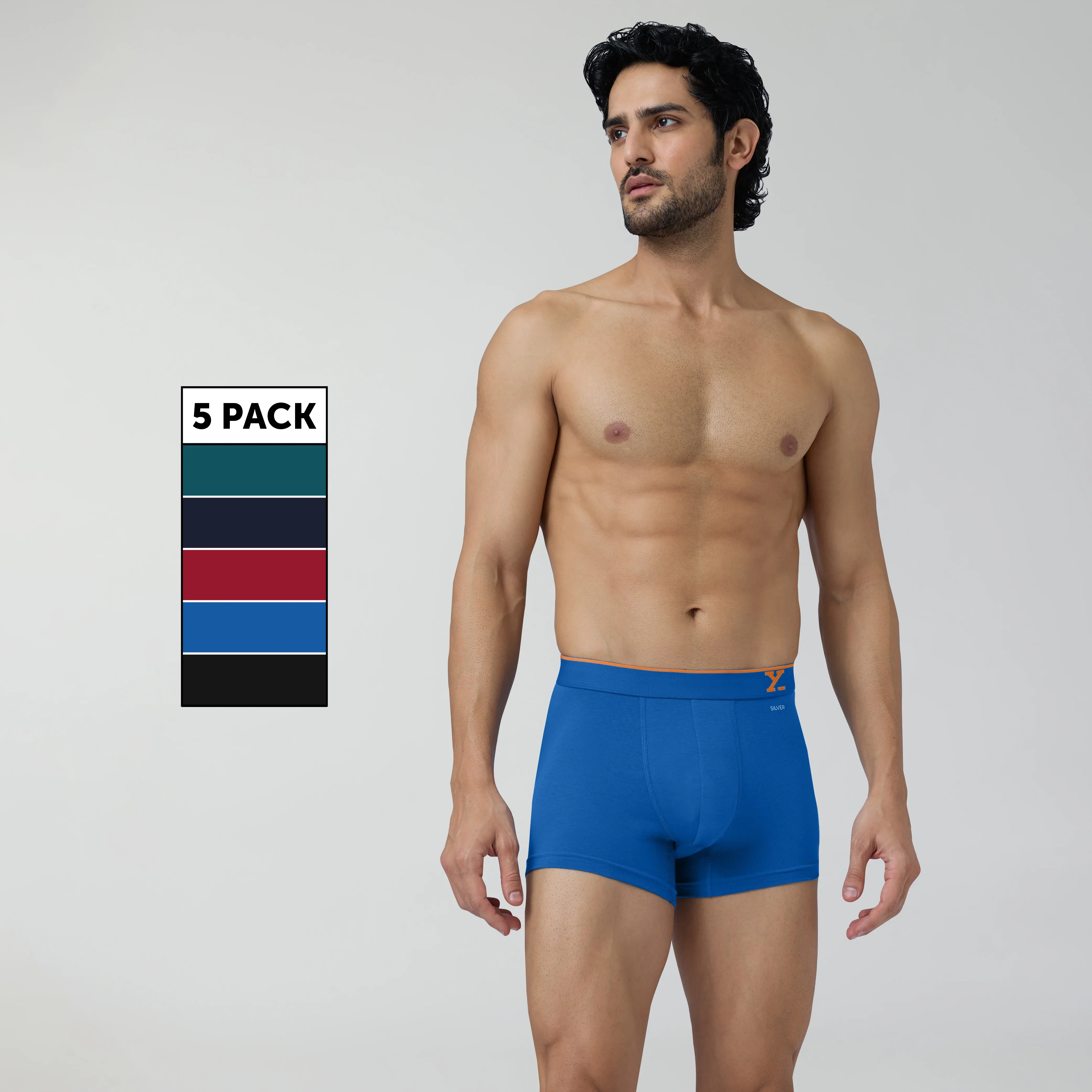 Aero Traq Pace Cotton Trunks Black Green Red Blue (Pack of 5)