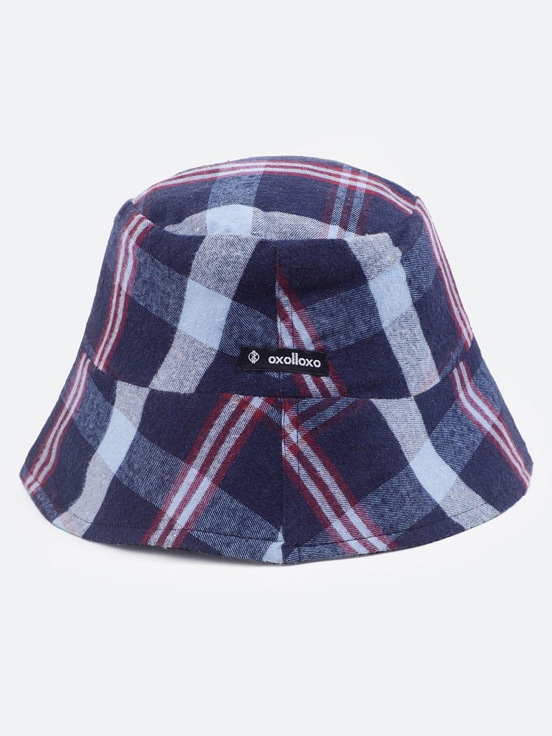 Afresh Blue Check Print Reversible Women Cotton Bucket Hat - Image 4
