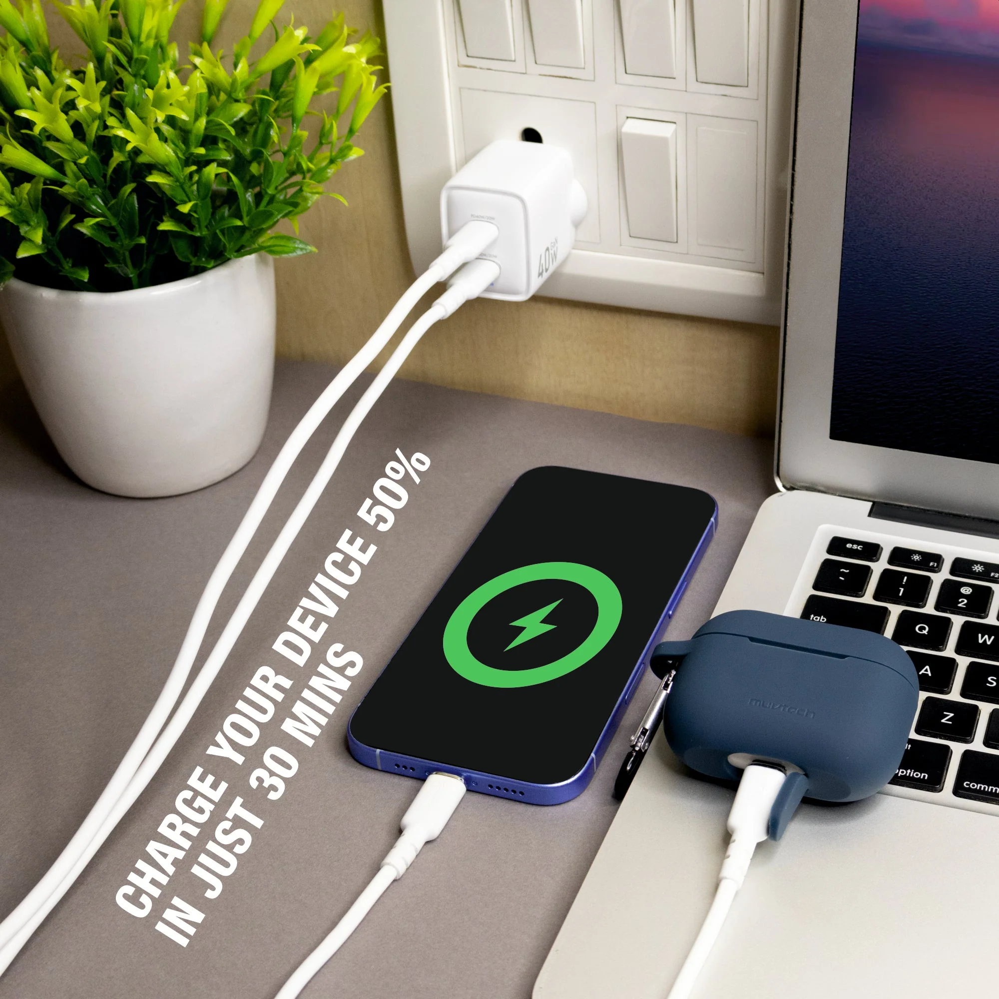 AIR Dash PRO 40W Dual-Port Type-C Wall Charger Adapter - Image 5