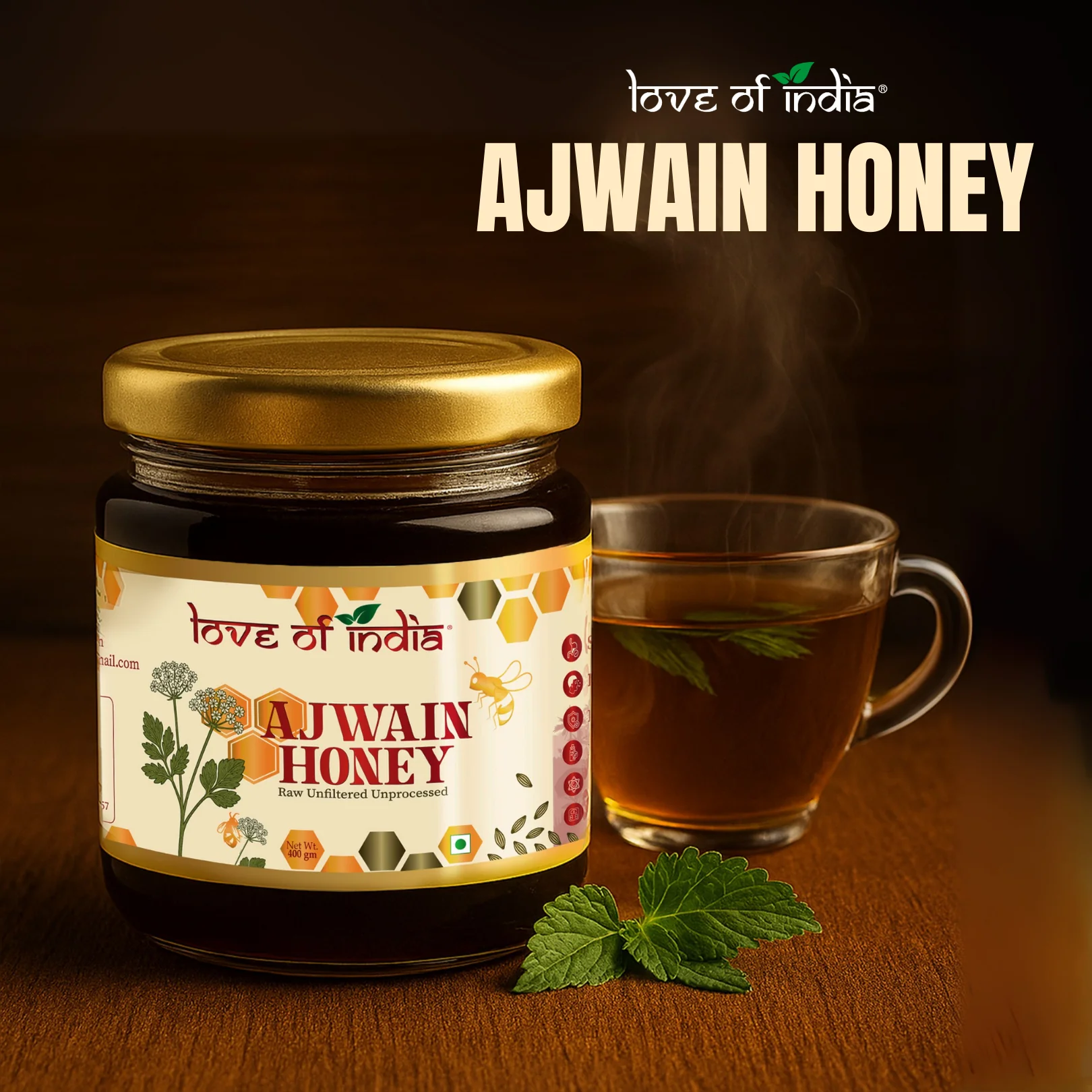 Ajwain Honey 400g | 100% Pure – Aids Digestion & Relieves Cough - Image 2