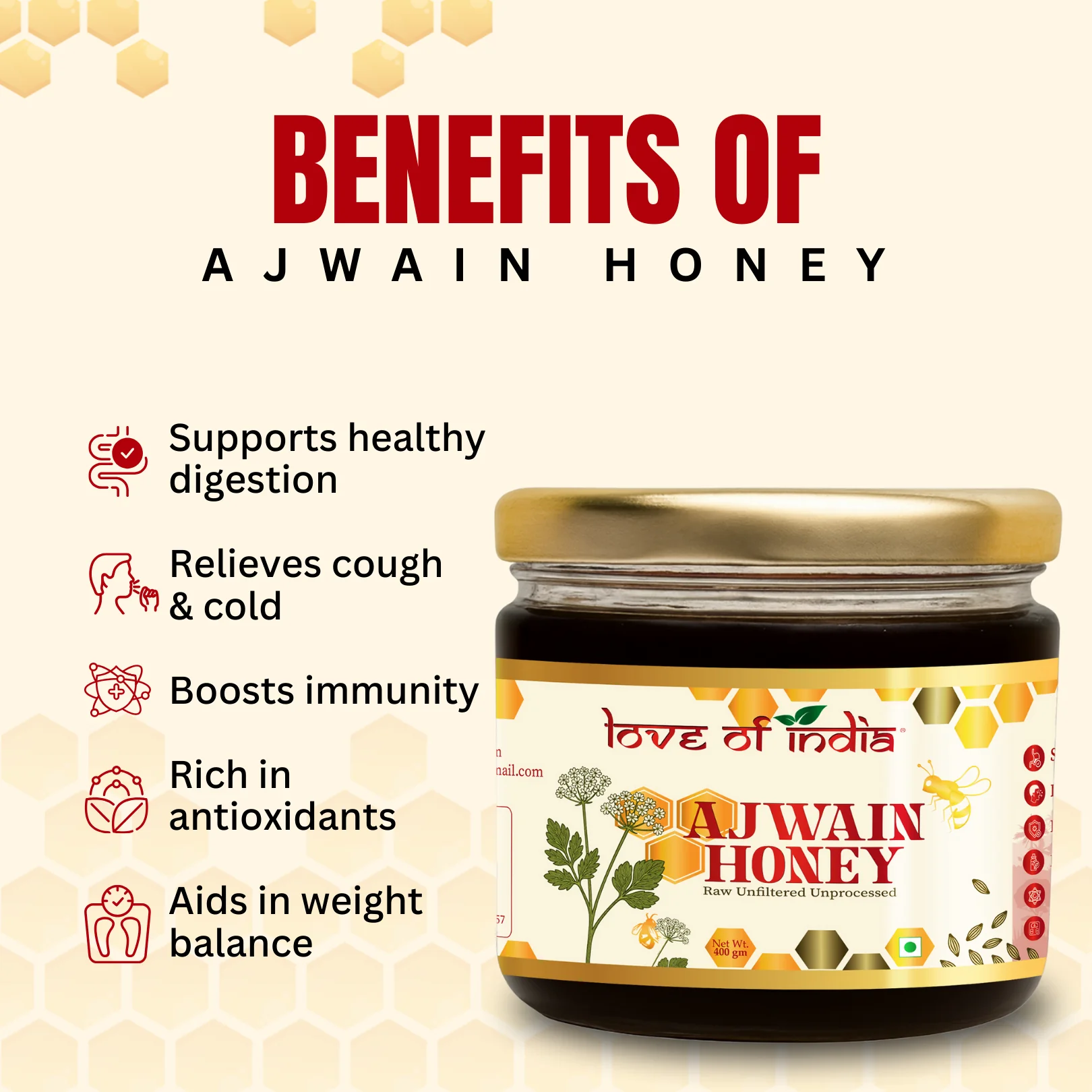 Ajwain Honey 400g | 100% Pure – Aids Digestion & Relieves Cough - Image 5