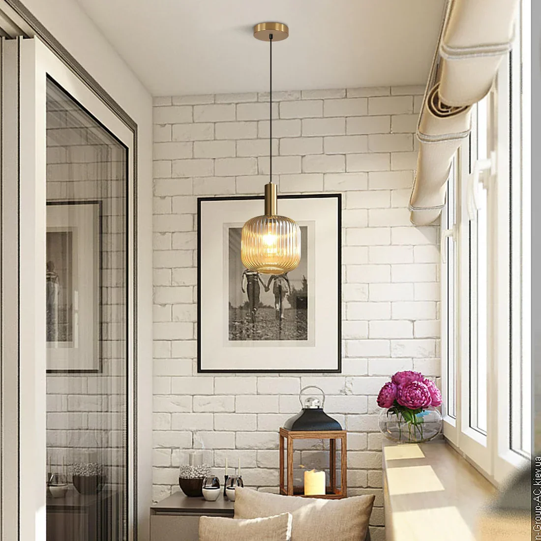 Amber Glass modern Ceiling Light