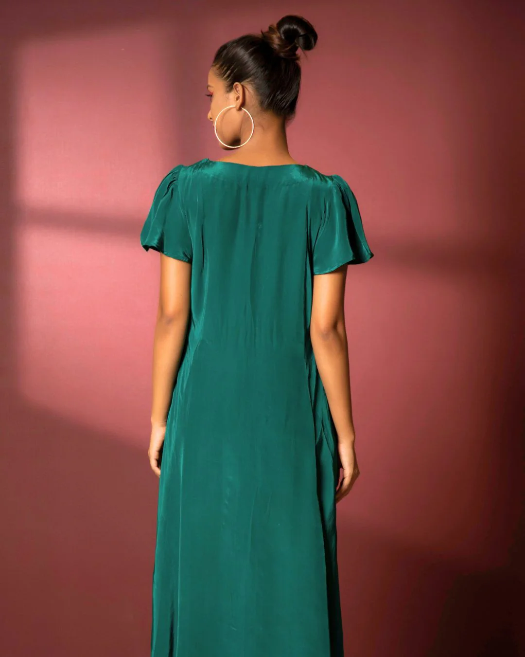 American Crepe A-Neckline Flare Midi Dress - Image 8