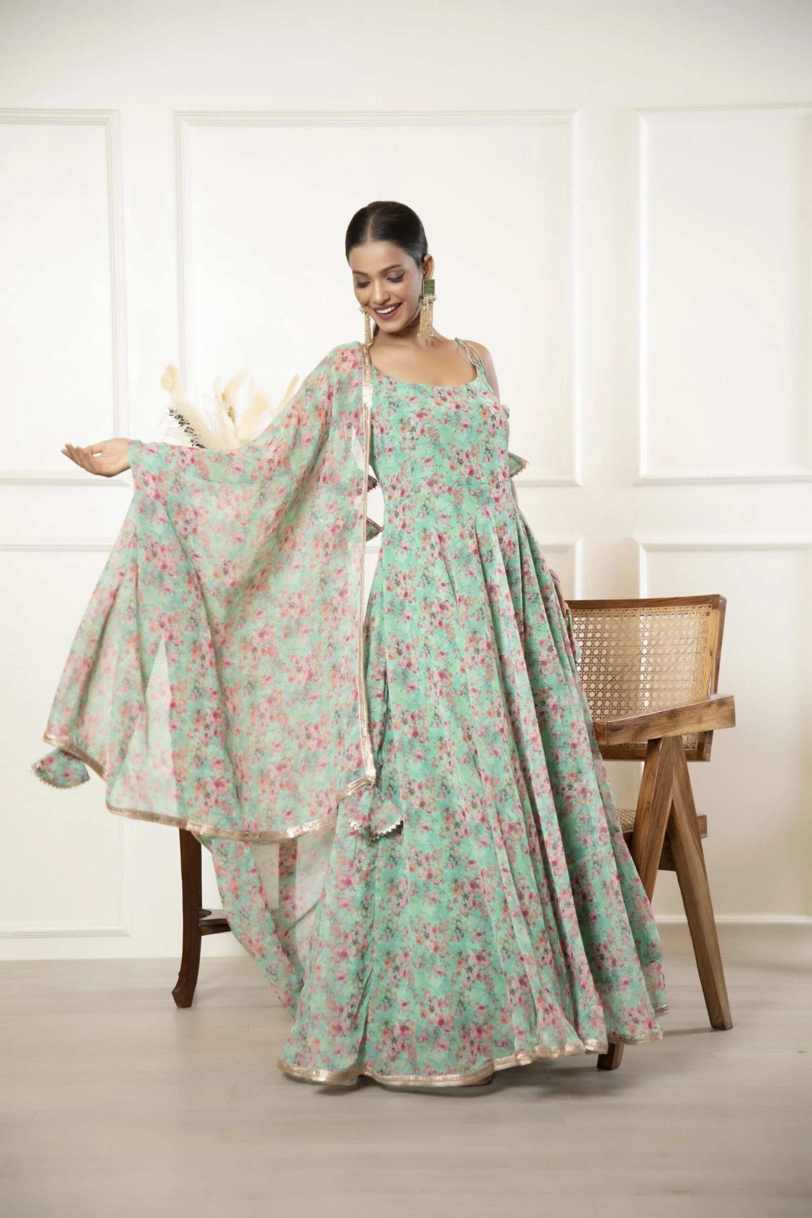 Anarkali Set of 2 – Floral Print & Flowy Charm - Image 2