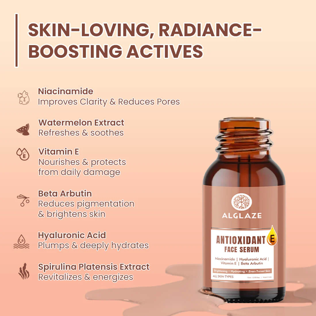 Antioxidant E Face Serum with Niacinamide & Hyaluronic Acid - Image 5