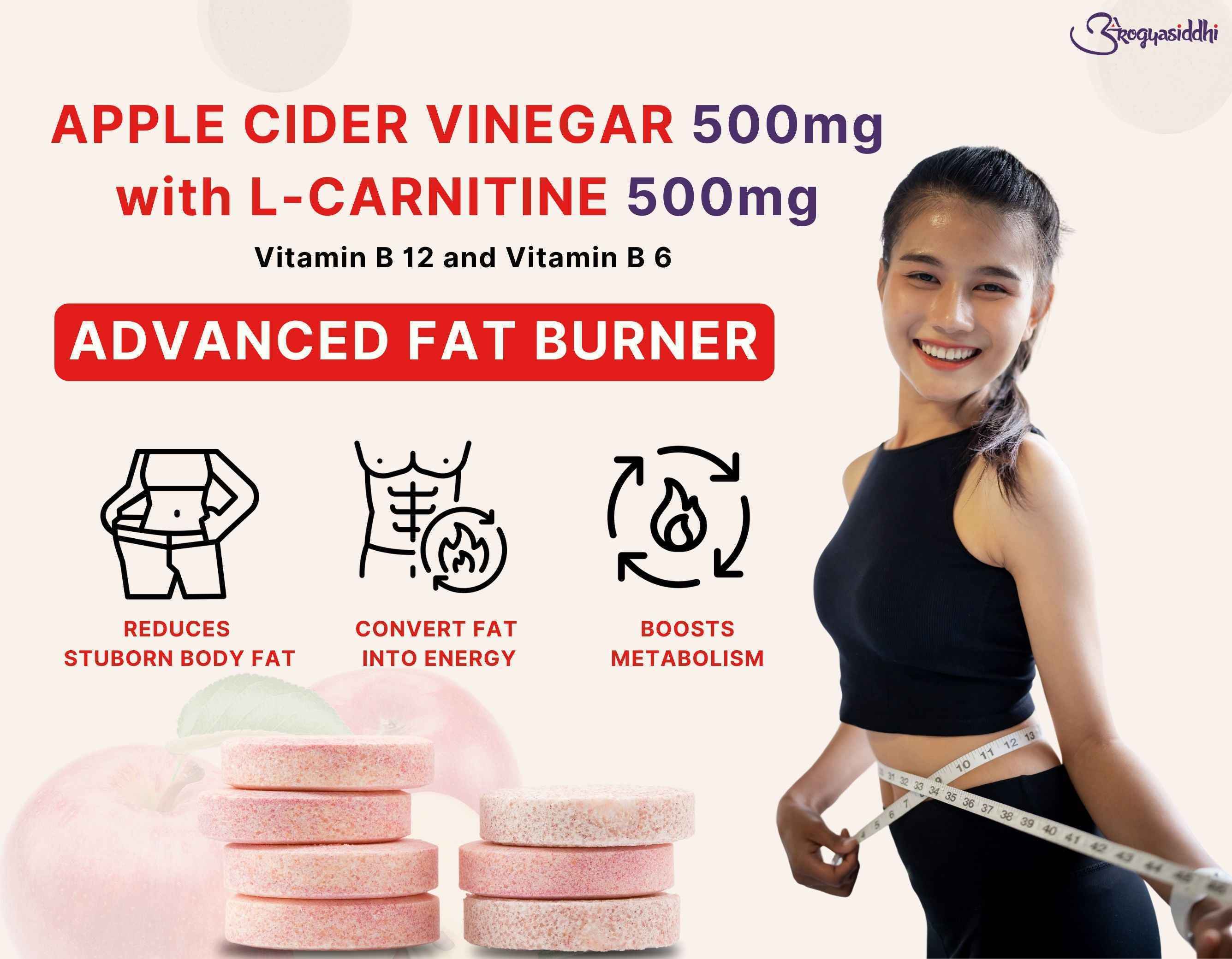 Apple Cider Vinegar Fat Burner 500mg with L-Carnitine 500mg - Advanced 30 Effervescent Tablets - Image 3
