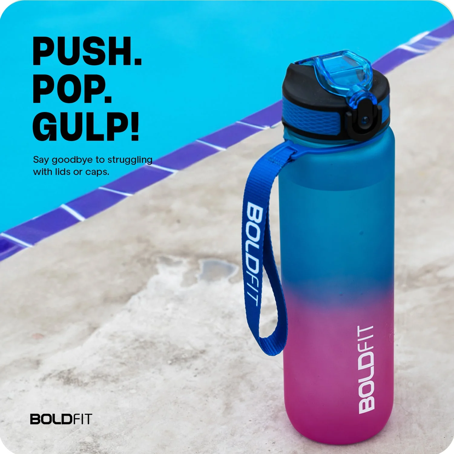Aqua Motivational Bottle Fuchsia Blue - 1L - Image 2