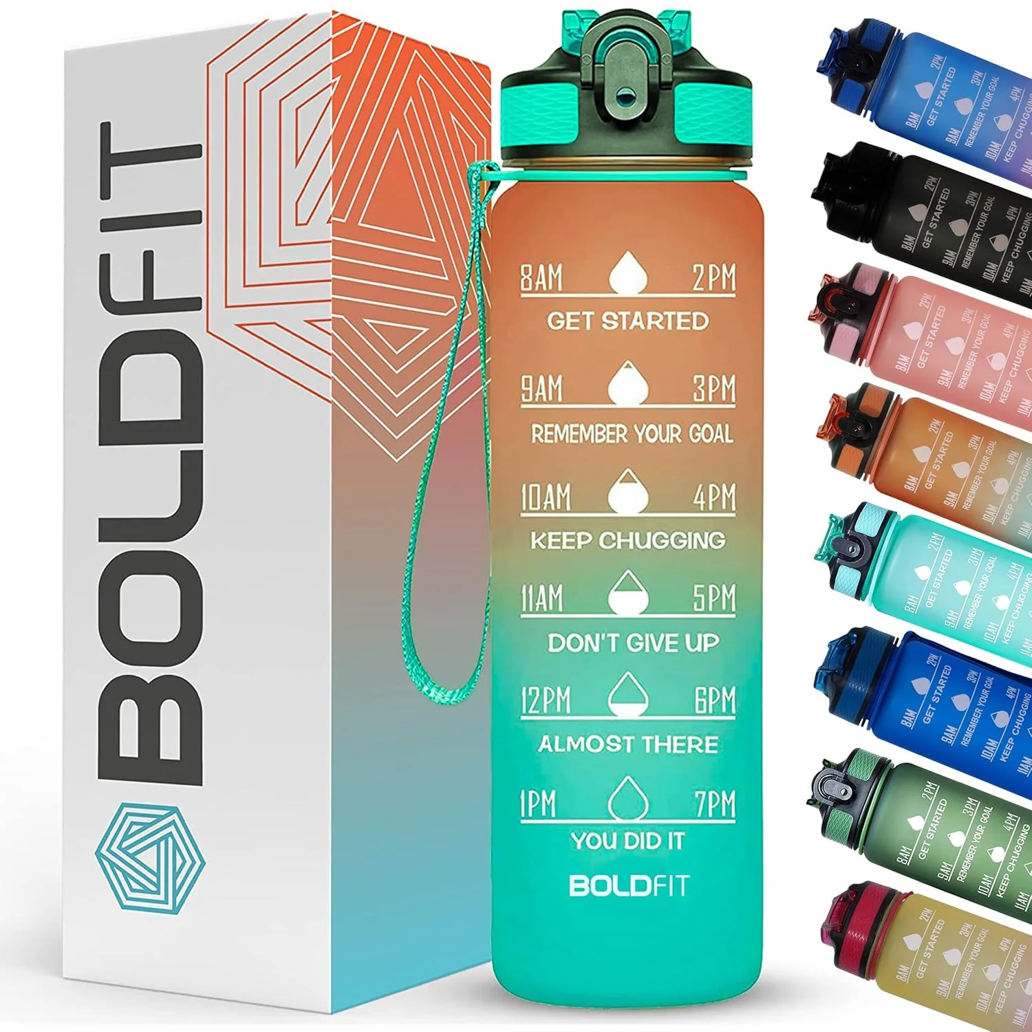 Aqua Motivational Bottle Orange Green - 1L - Image 7