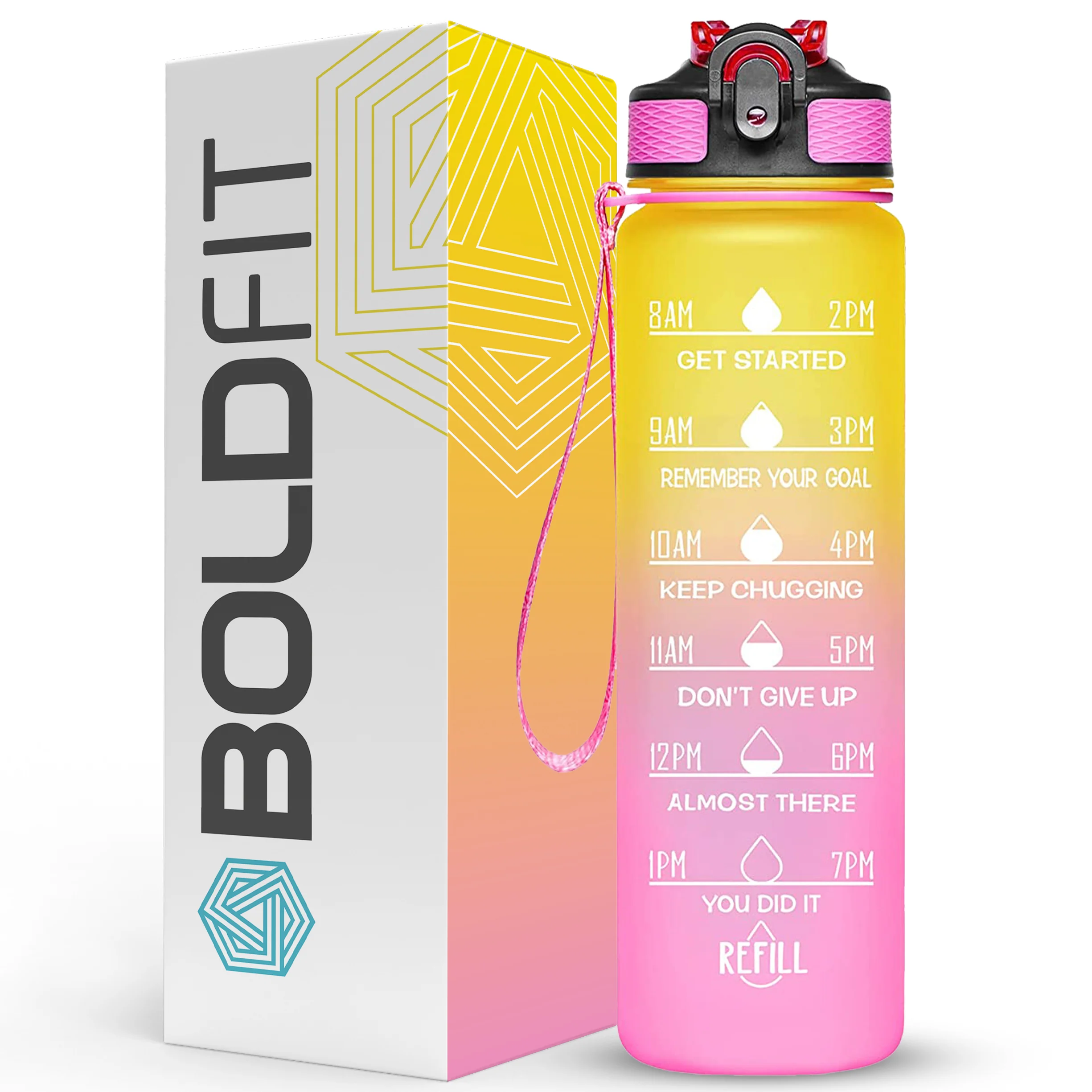 Aqua Motivational Bottle Yellow Pink - 1L - Image 2