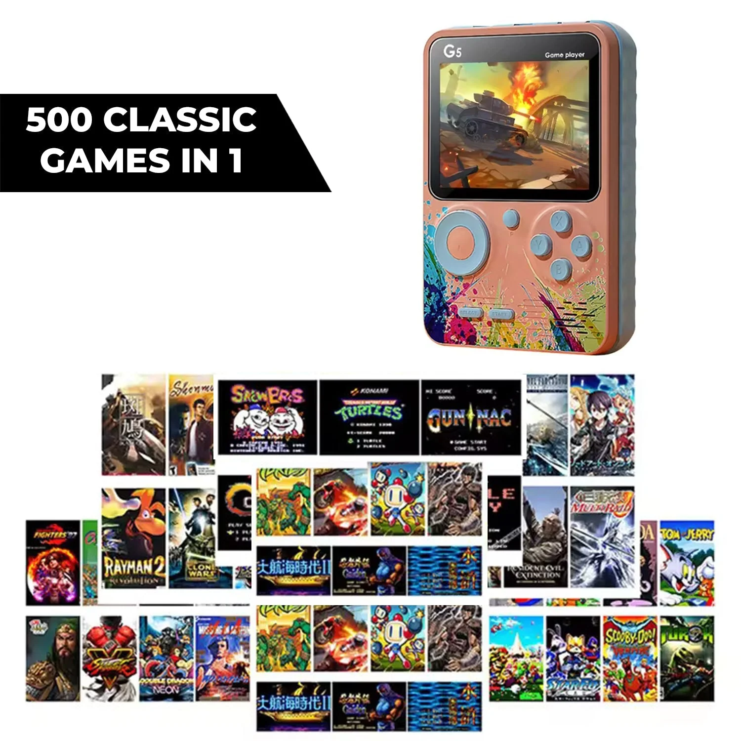 ArcadeX: Upgraded Handheld Retro Game Console with 500 Childhood Games Including Contra & More - Image 5