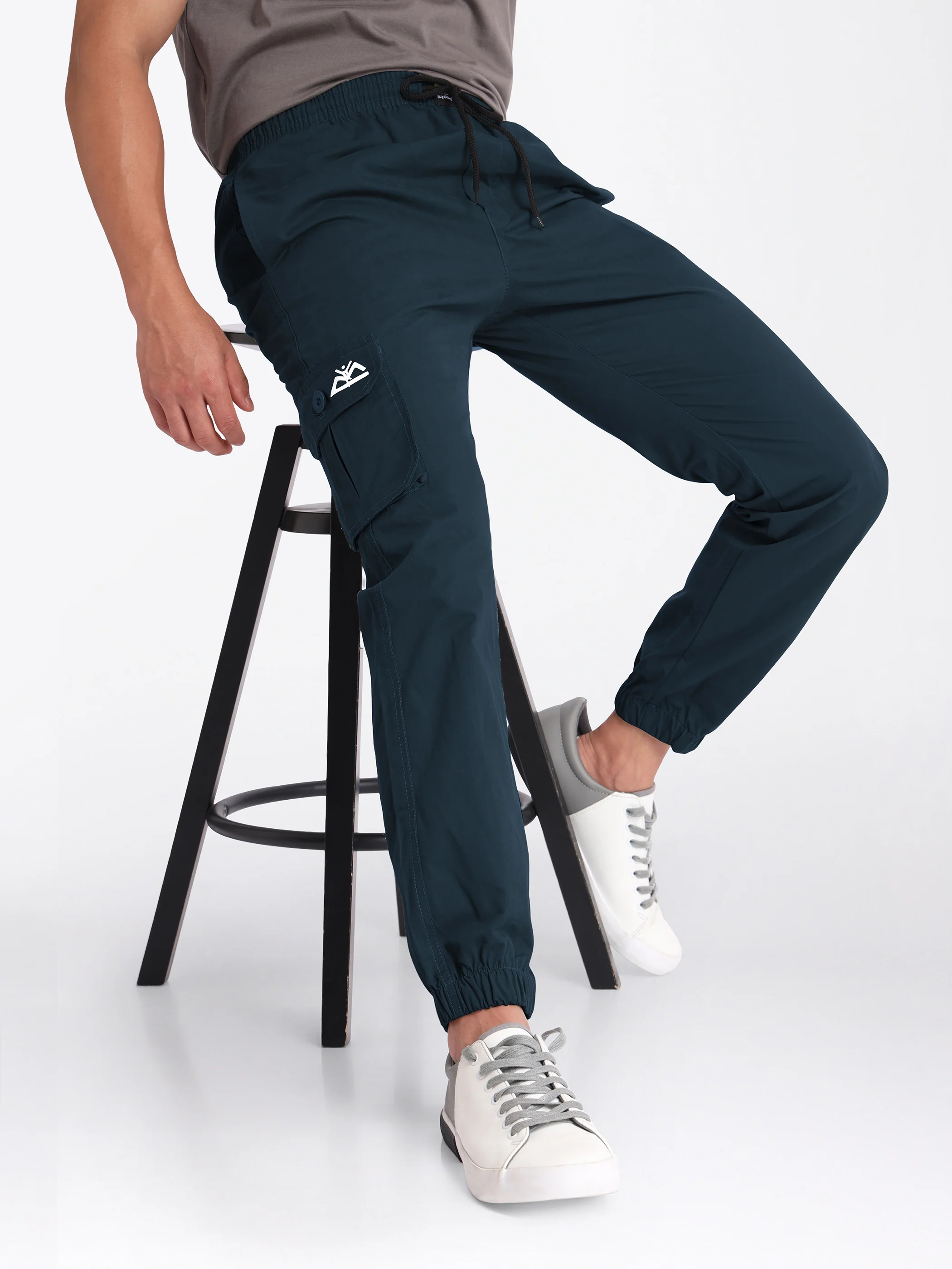 Army Green Cotton Cargo Joggers - Image 9