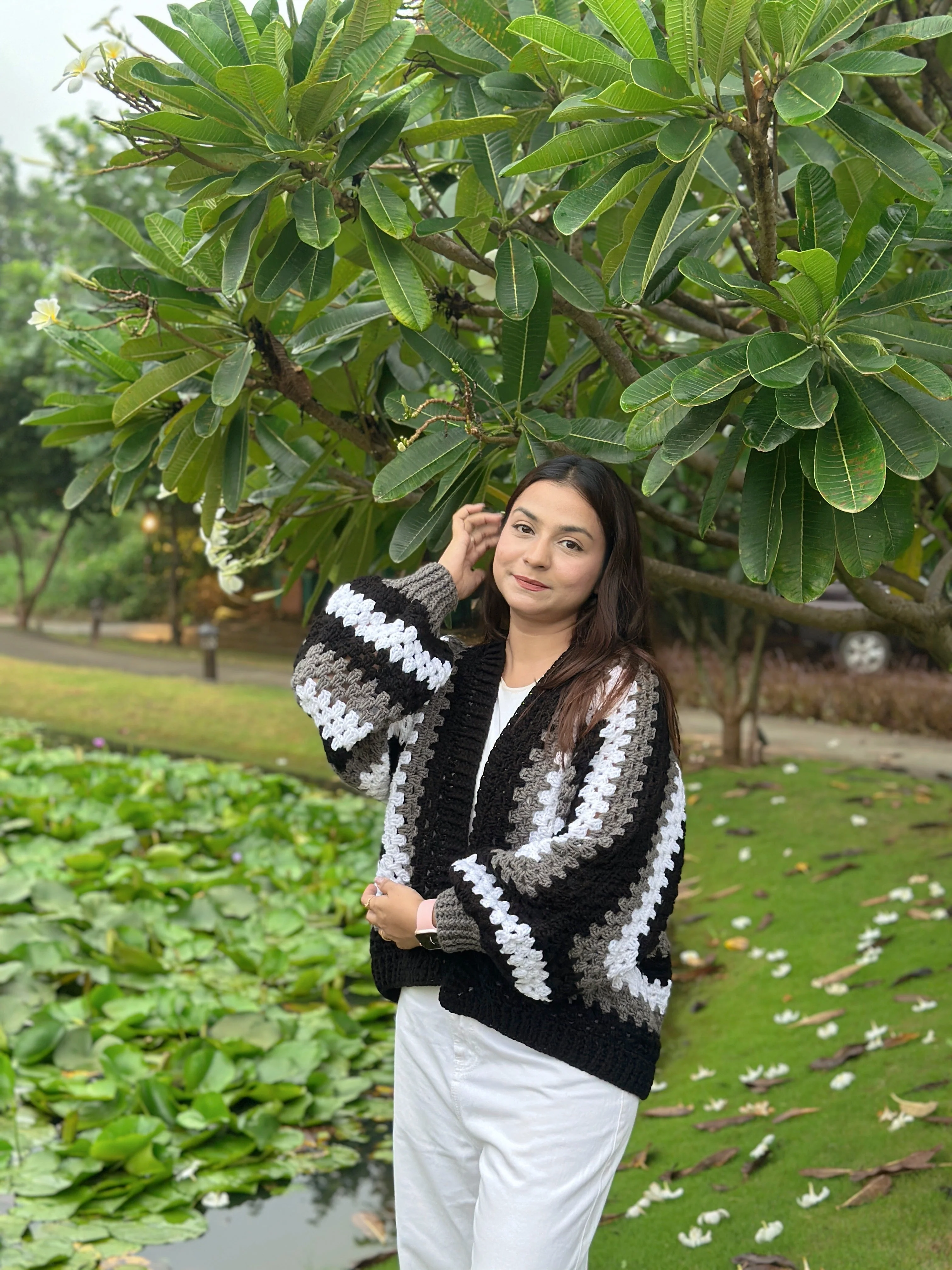 Artie Bohemian Handmade Cardigan - Black Grey - Image 4