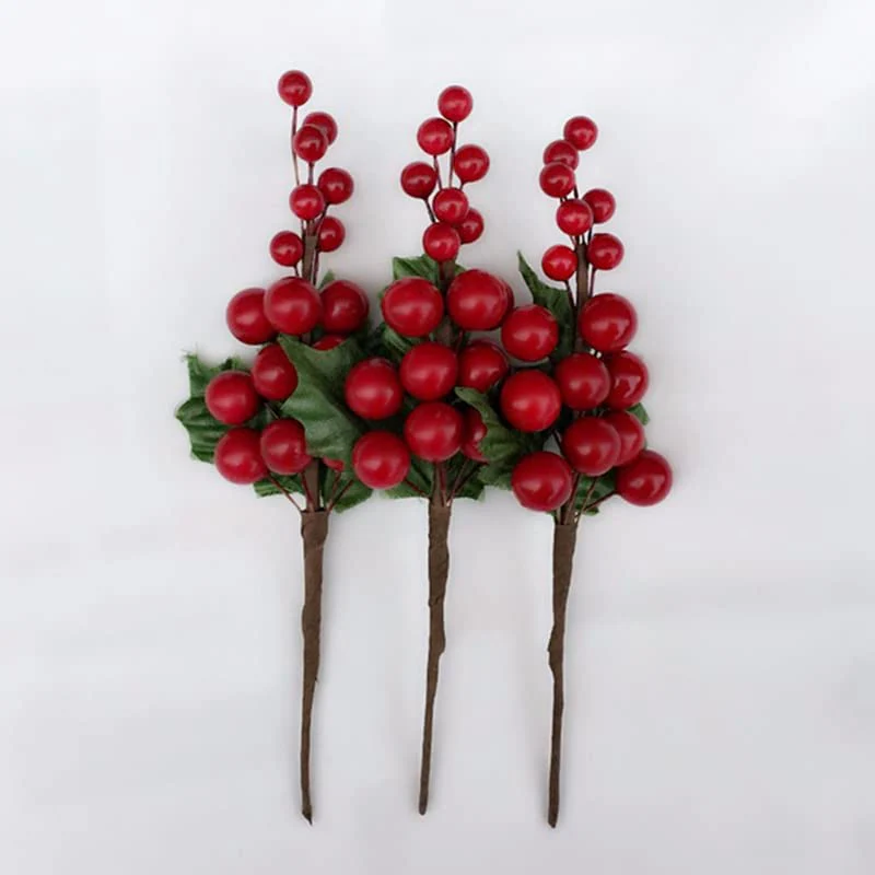 Artificial Holly Red 12 Berries Bunch Stem (1 Stem) - Image 3