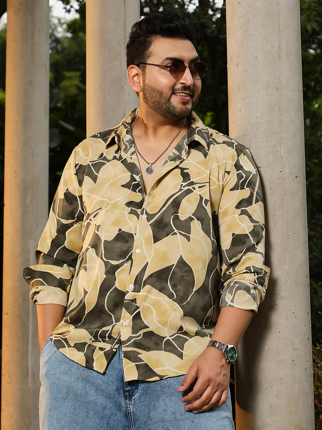 Artistic-Foliage Lined Imrprint Shirt - Image 21